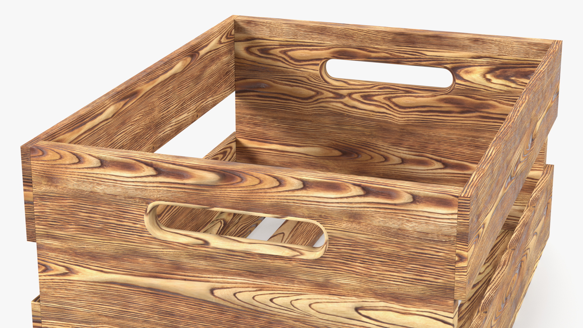 3D model Scorched Small Low Wooden Fruit Box