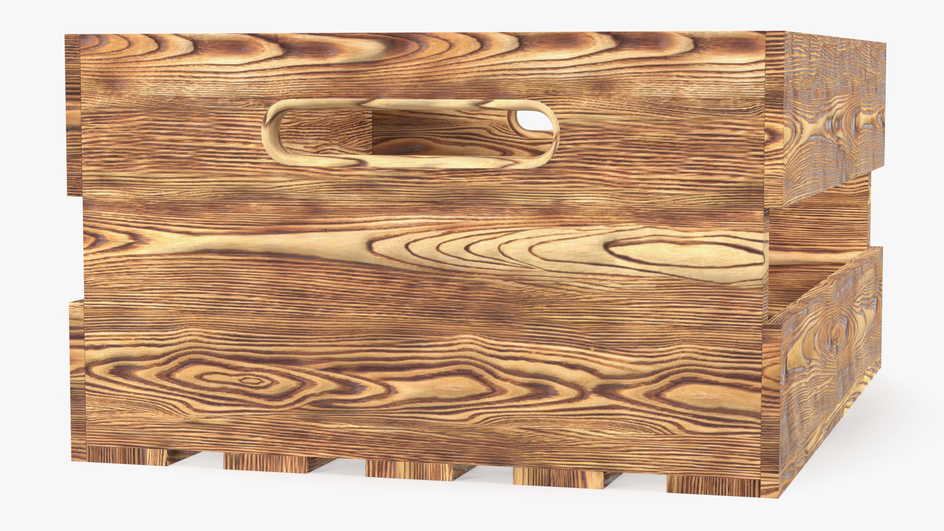 3D model Scorched Small Low Wooden Fruit Box