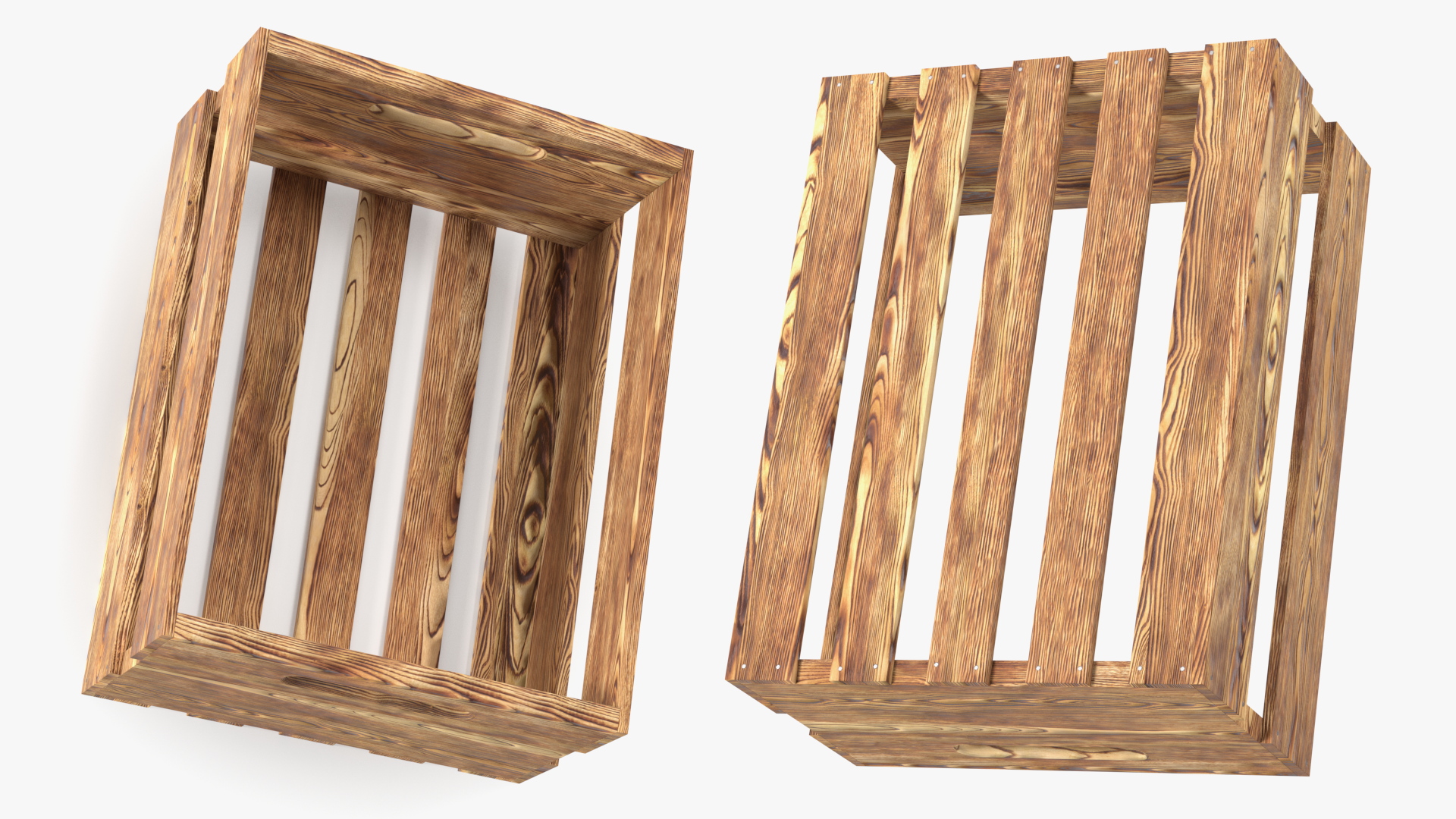 3D model Scorched Small Low Wooden Fruit Box