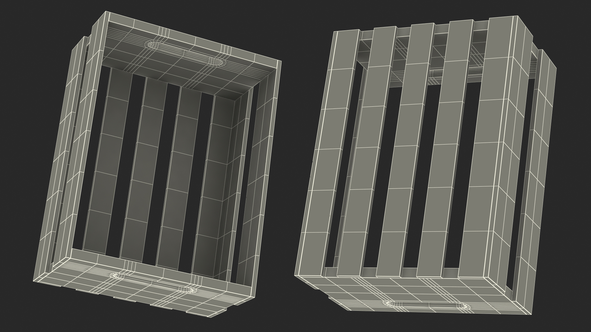 3D model Scorched Small Low Wooden Fruit Box