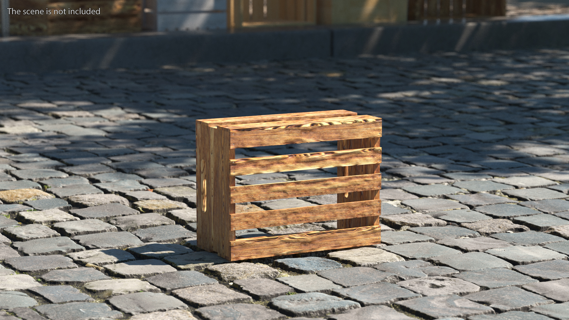 3D model Scorched Small Low Wooden Fruit Box