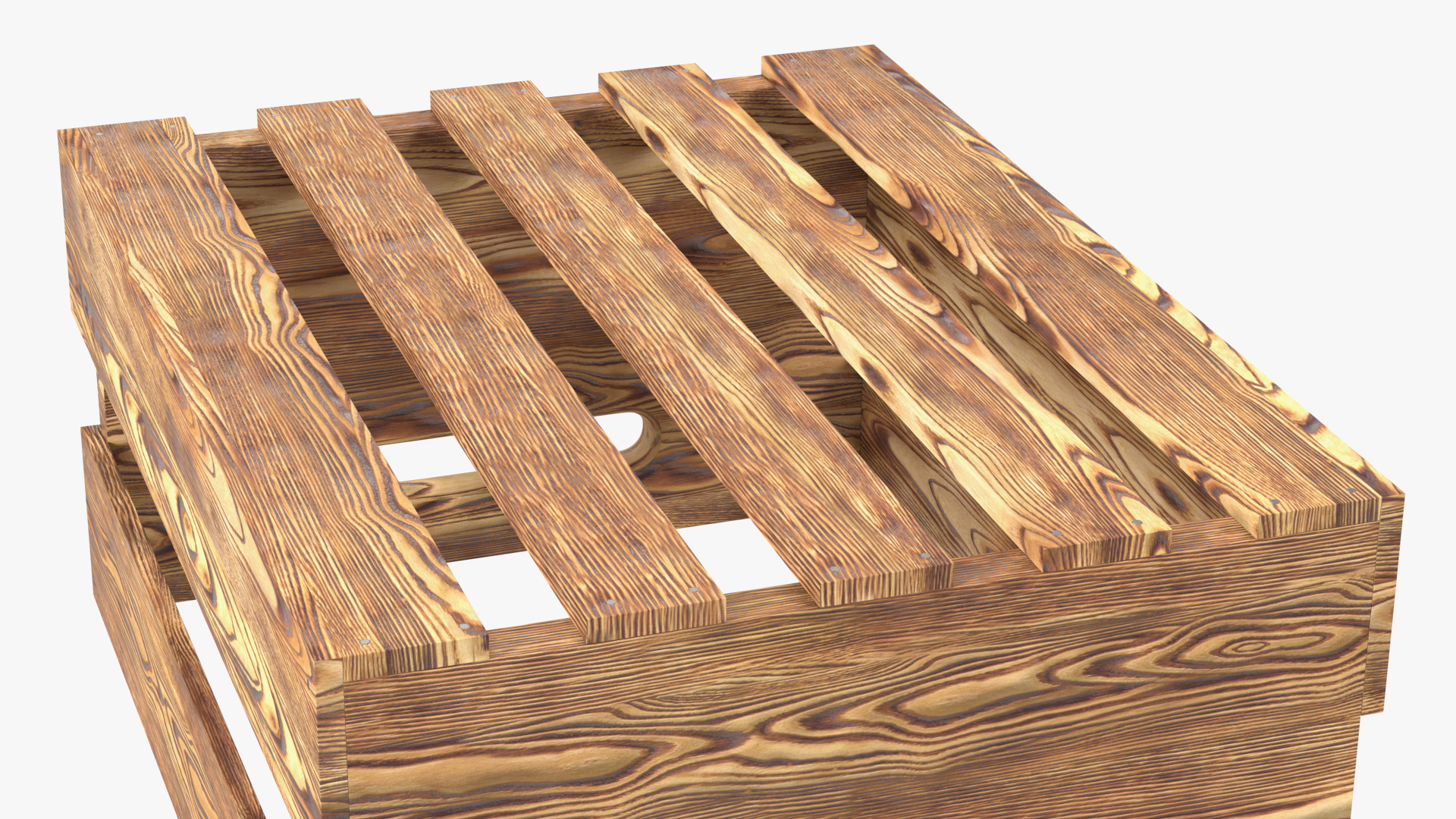 3D model Scorched Small Low Wooden Fruit Box