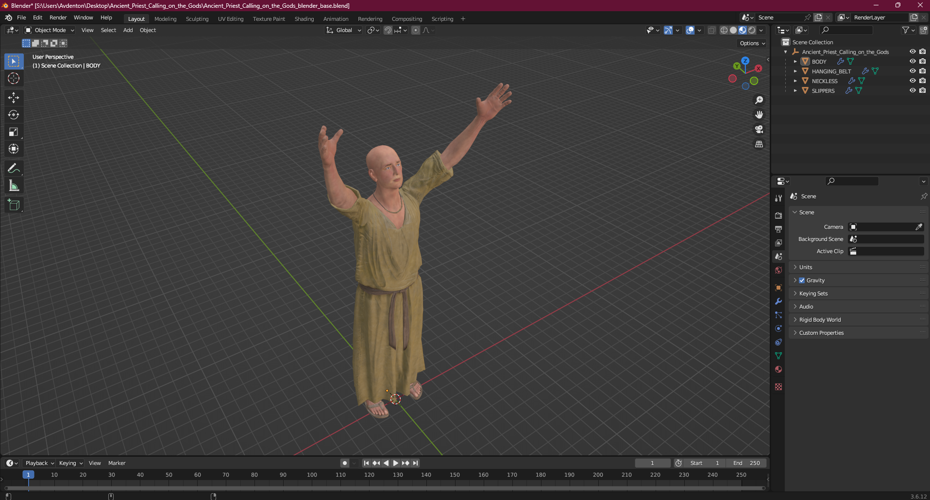 Ancient Priest Calling on the Gods 3D model