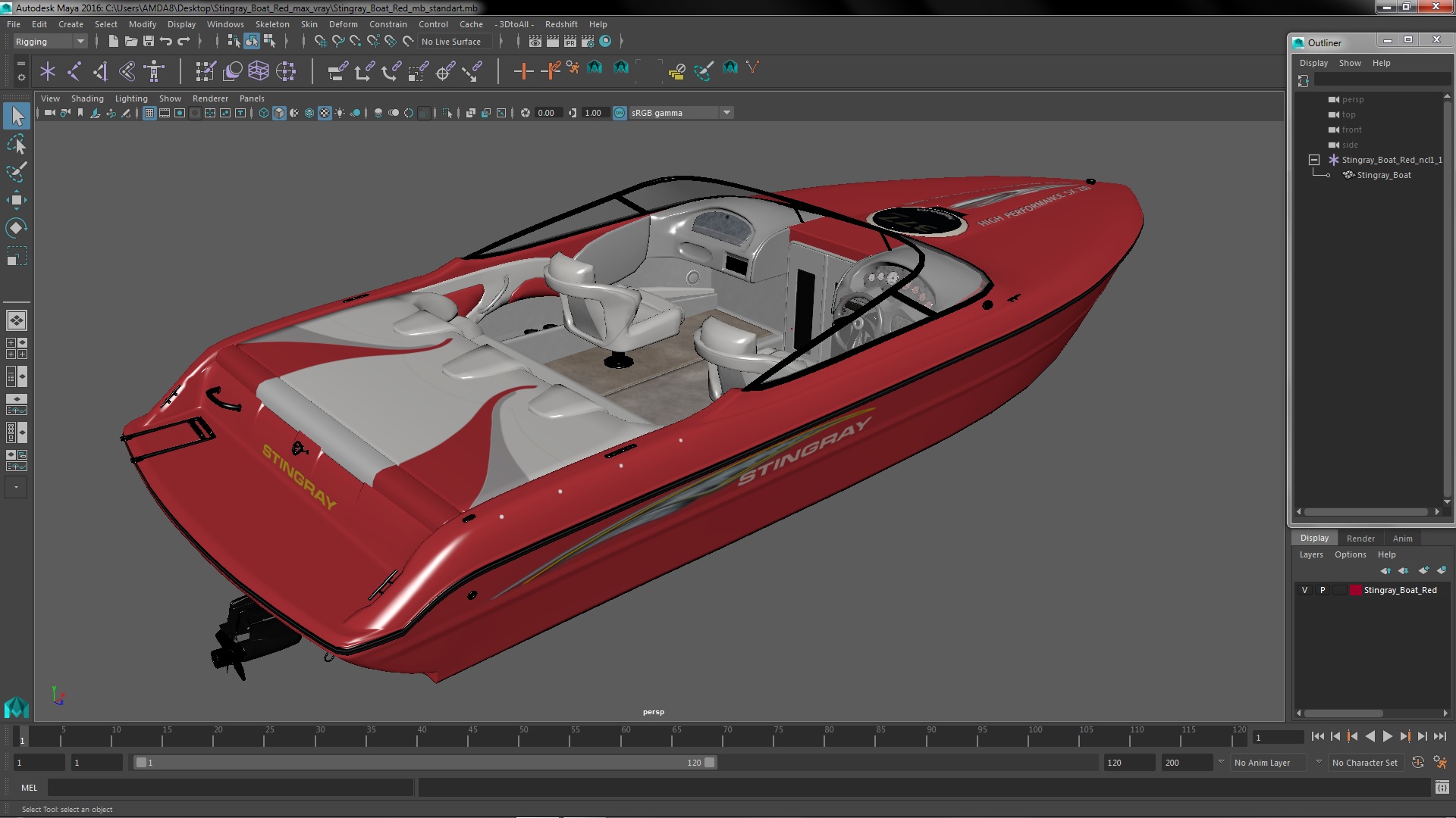 Stingray Boat Red 3D