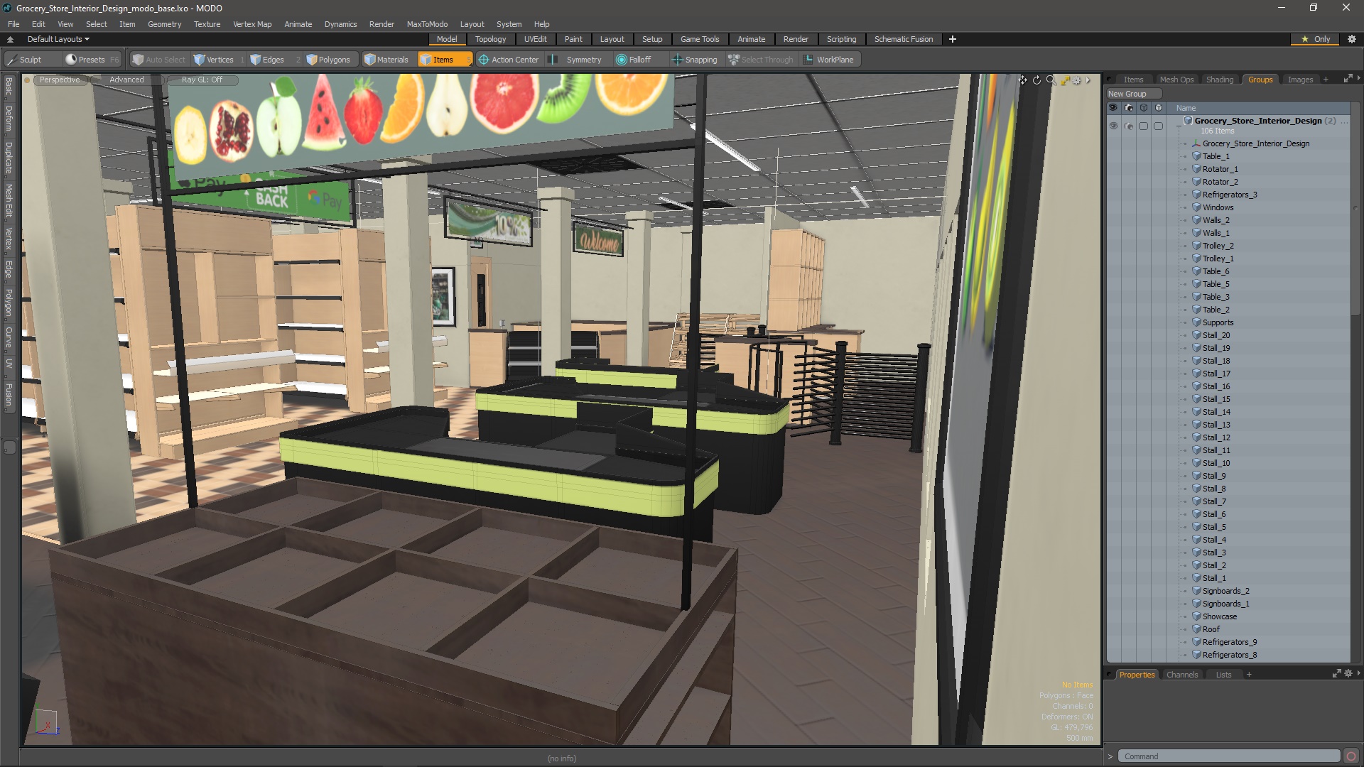 Grocery Store Interior Design 3D model