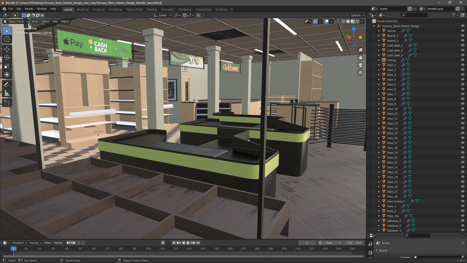 Grocery Store Interior Design 3D model