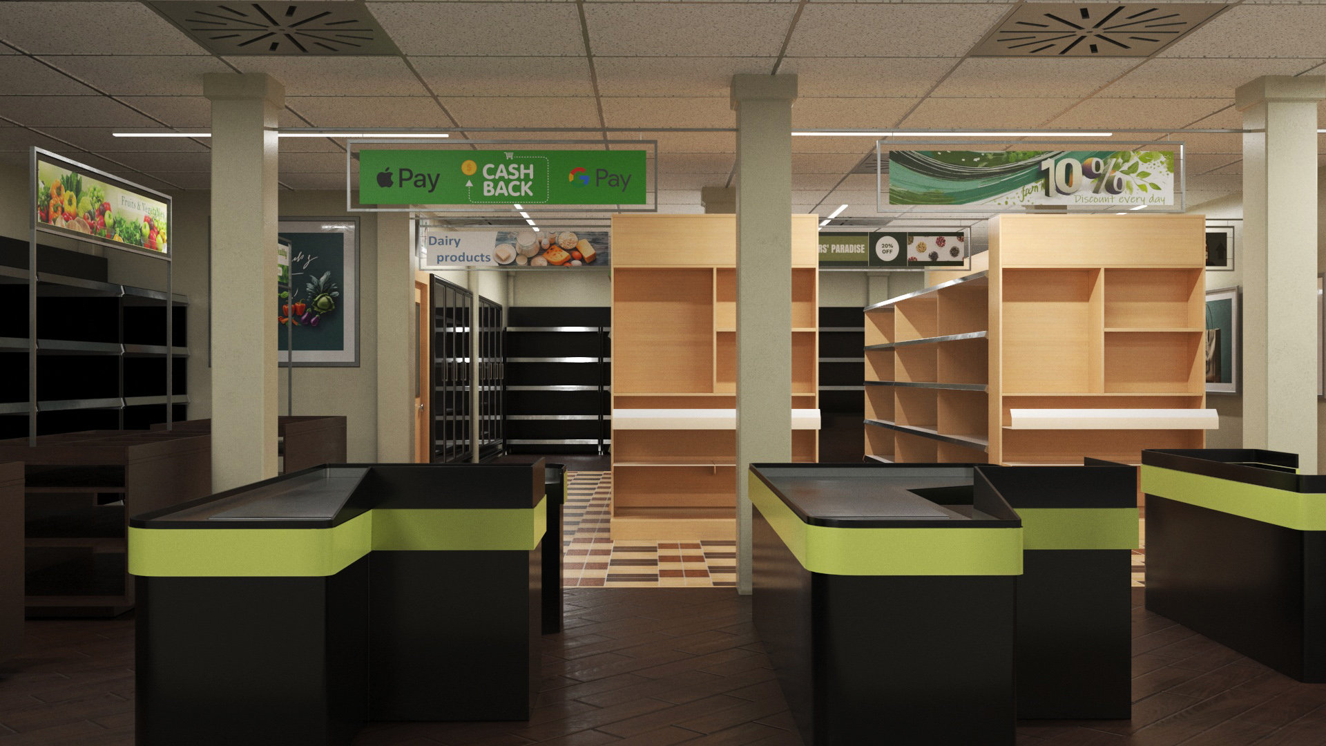 Grocery Store Interior Design 3D model