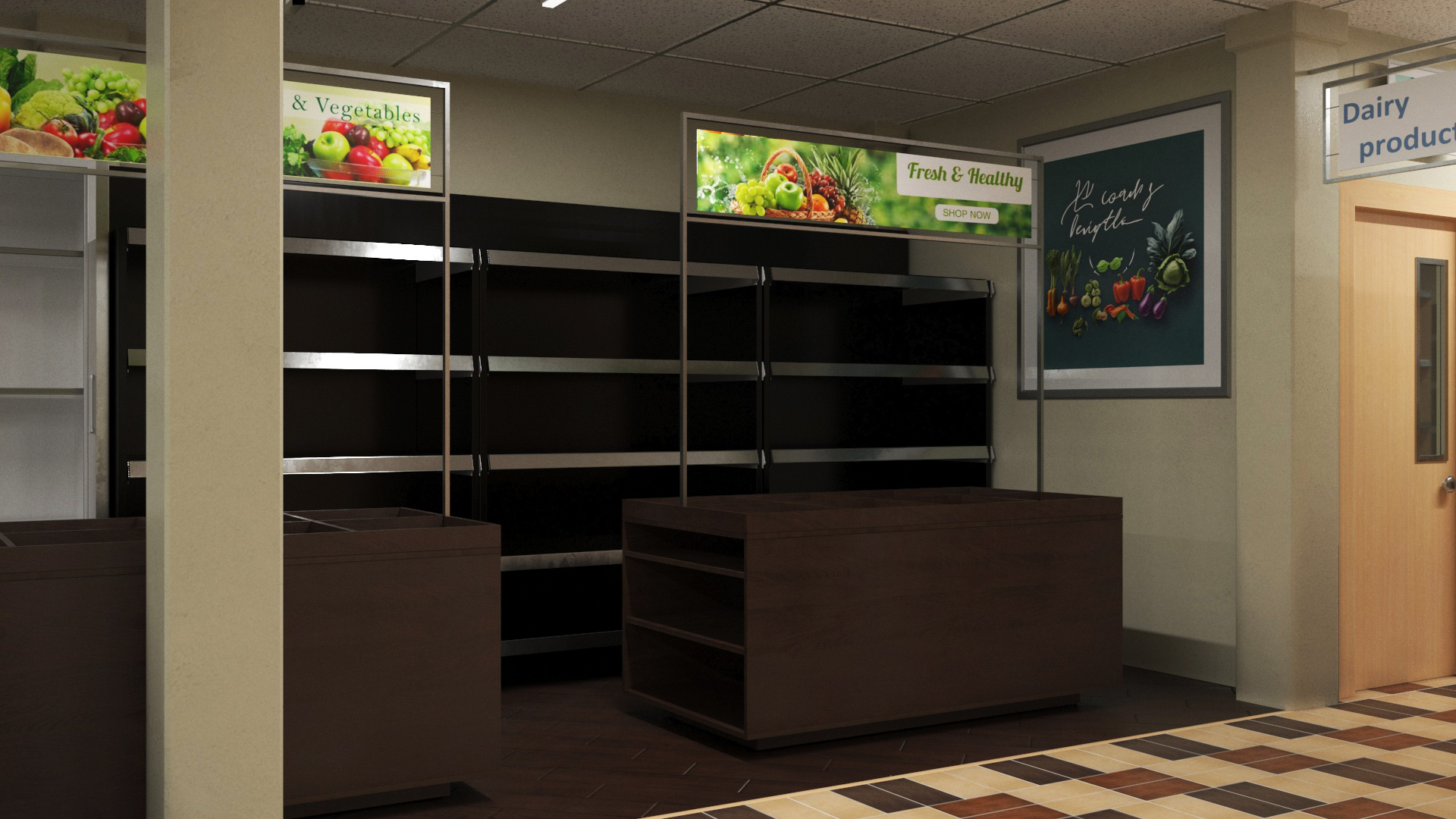 Grocery Store Interior Design 3D model