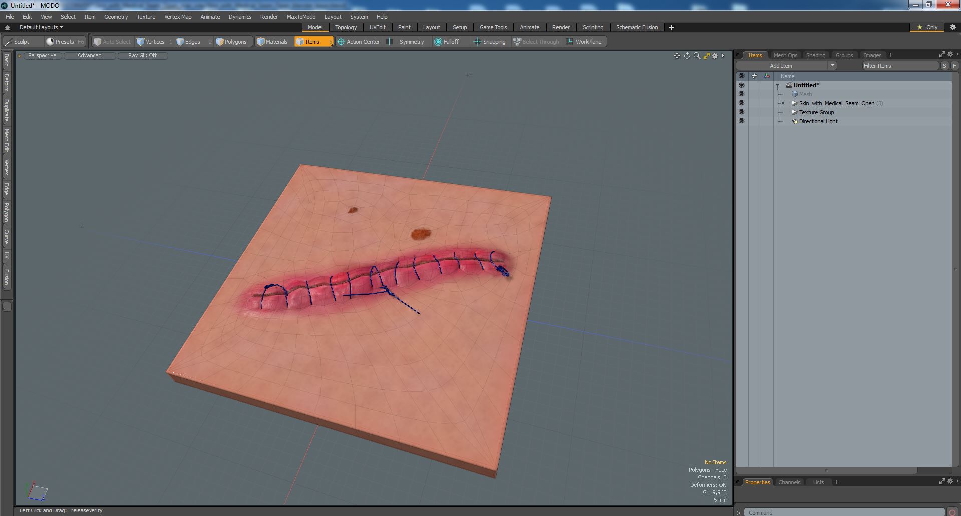 Skin with Medical Seam Open 3D