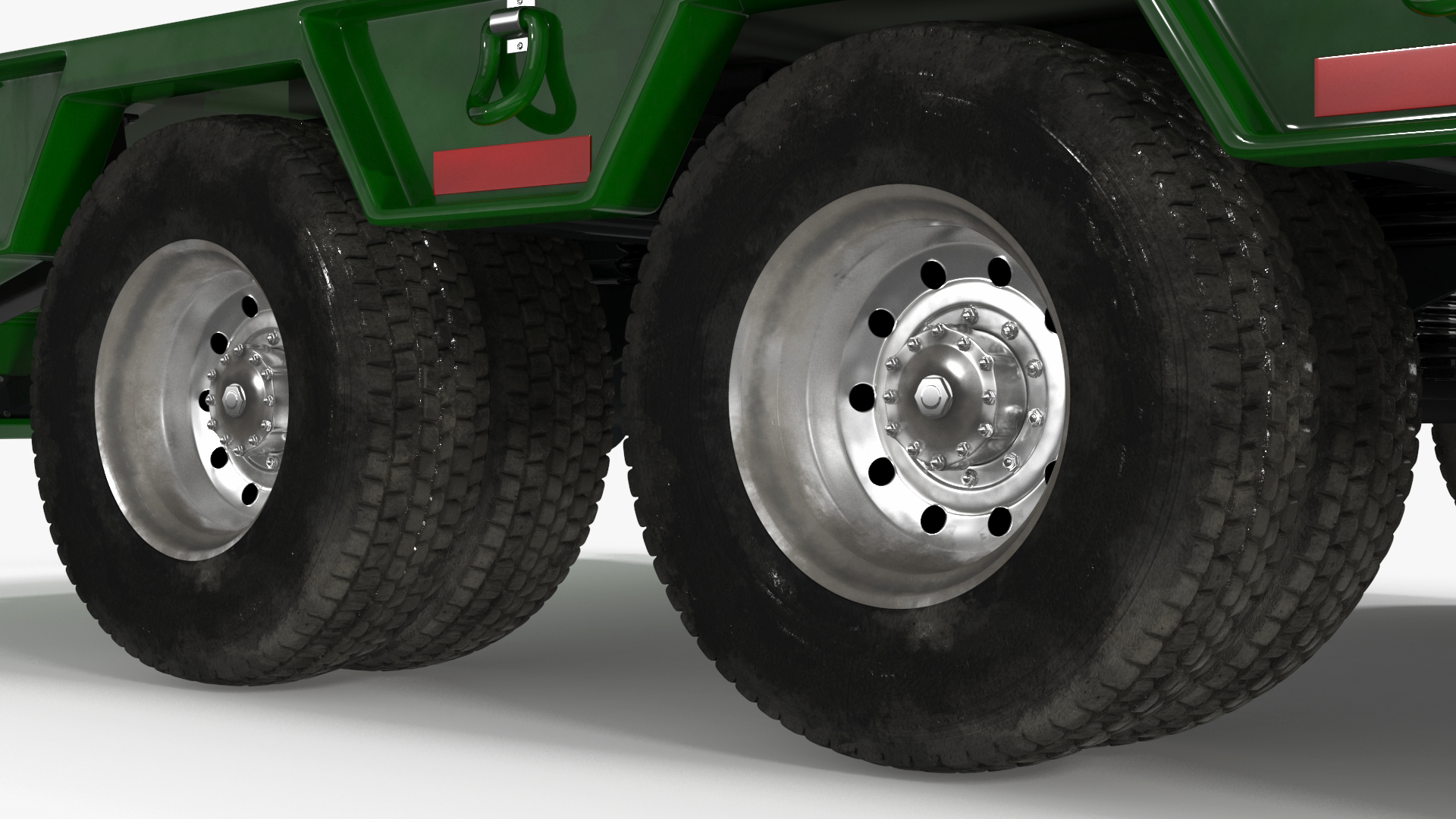 3D Flatbed Semi Trailer with Ramps Rigged model