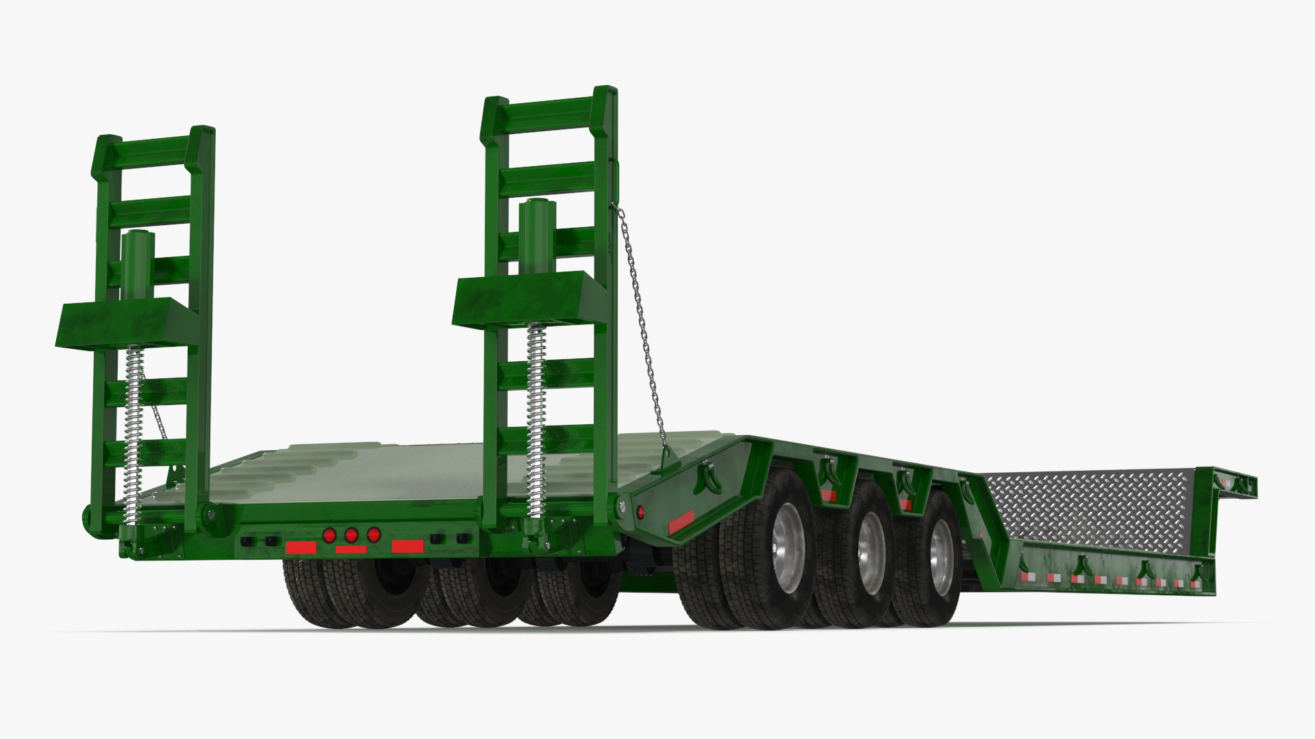 3D Flatbed Semi Trailer with Ramps Rigged model