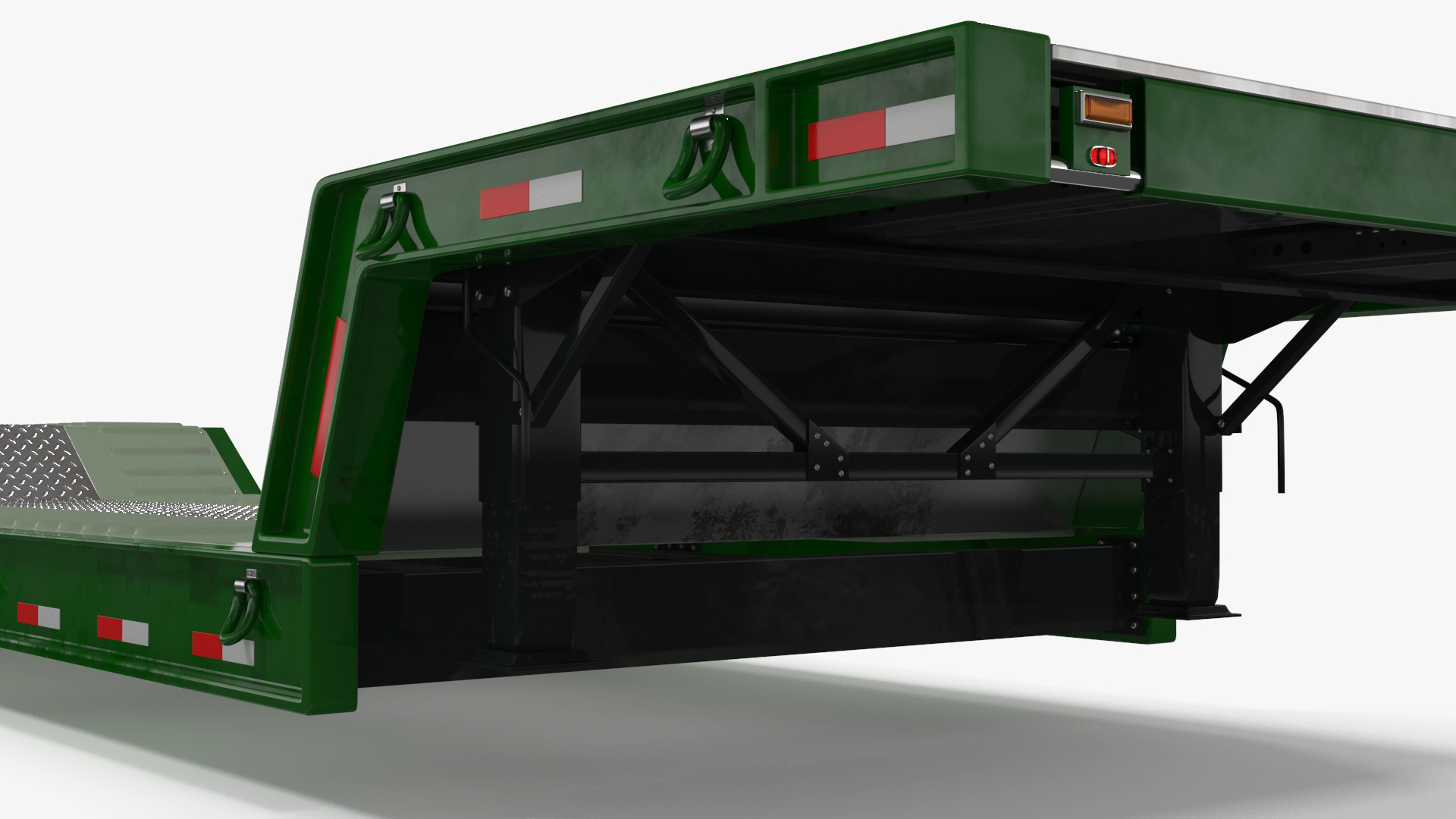 3D Flatbed Semi Trailer with Ramps Rigged model