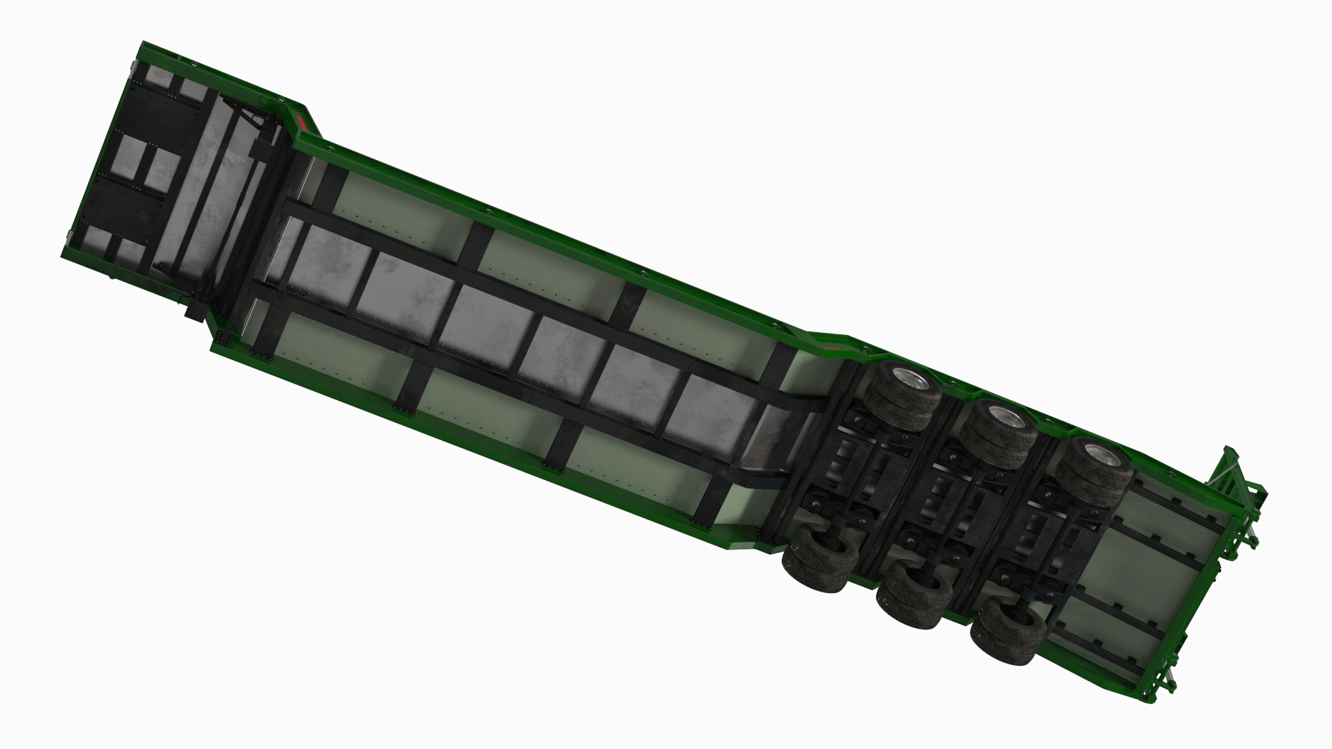 3D Flatbed Semi Trailer with Ramps Rigged model