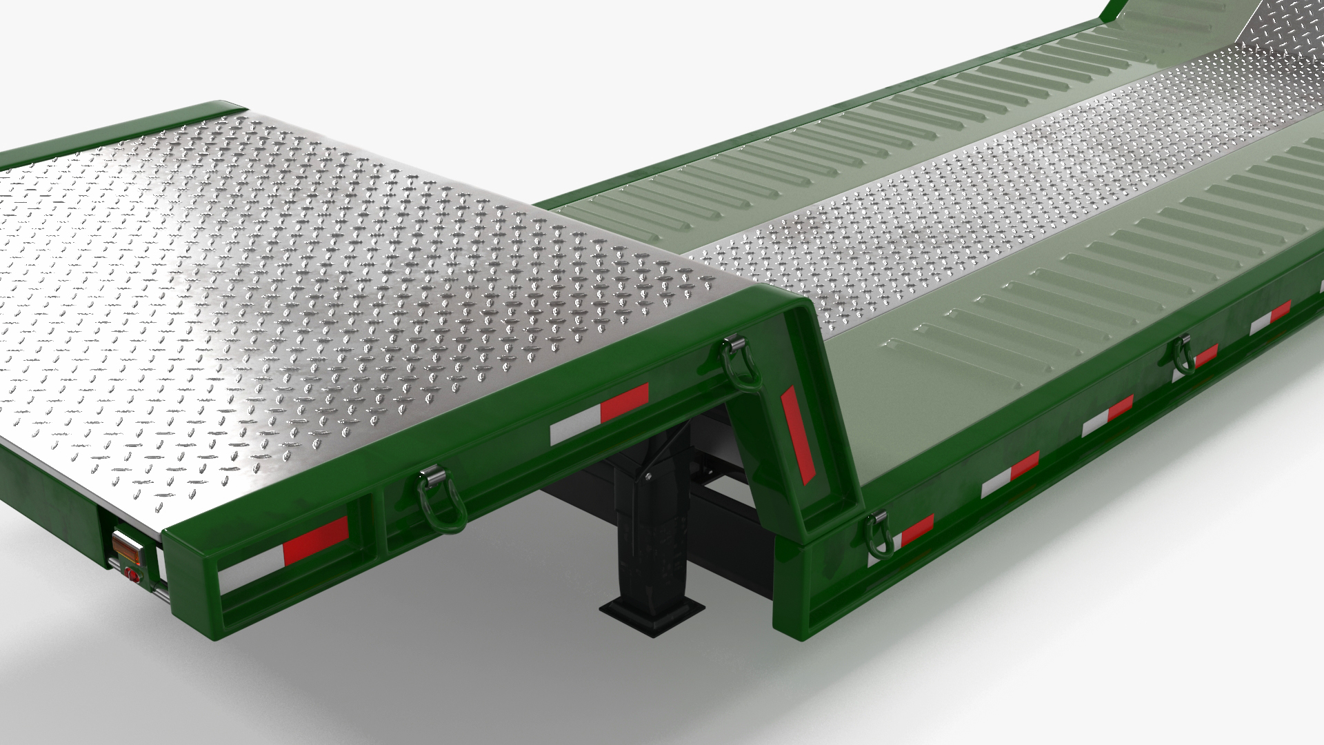 3D Flatbed Semi Trailer with Ramps Rigged model