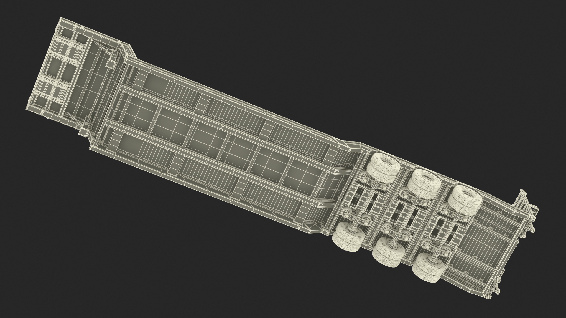 3D Flatbed Semi Trailer with Ramps Rigged model