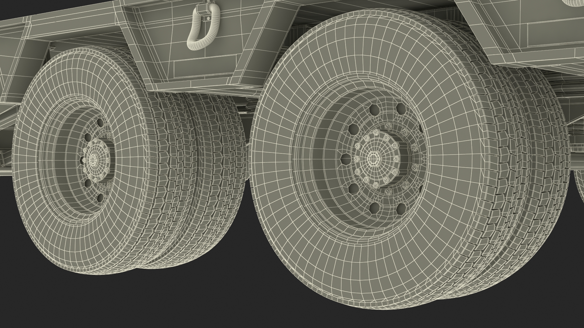 3D Flatbed Semi Trailer with Ramps Rigged model