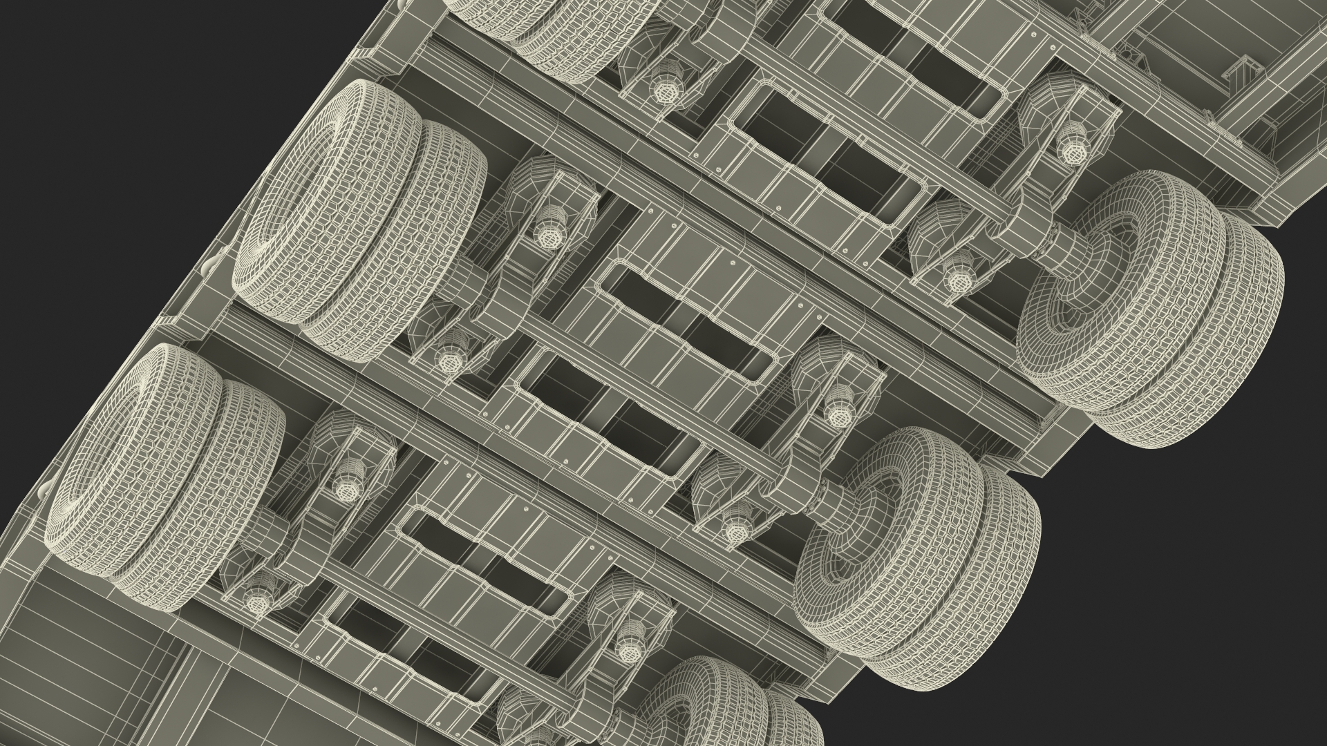 3D Flatbed Semi Trailer with Ramps Rigged model