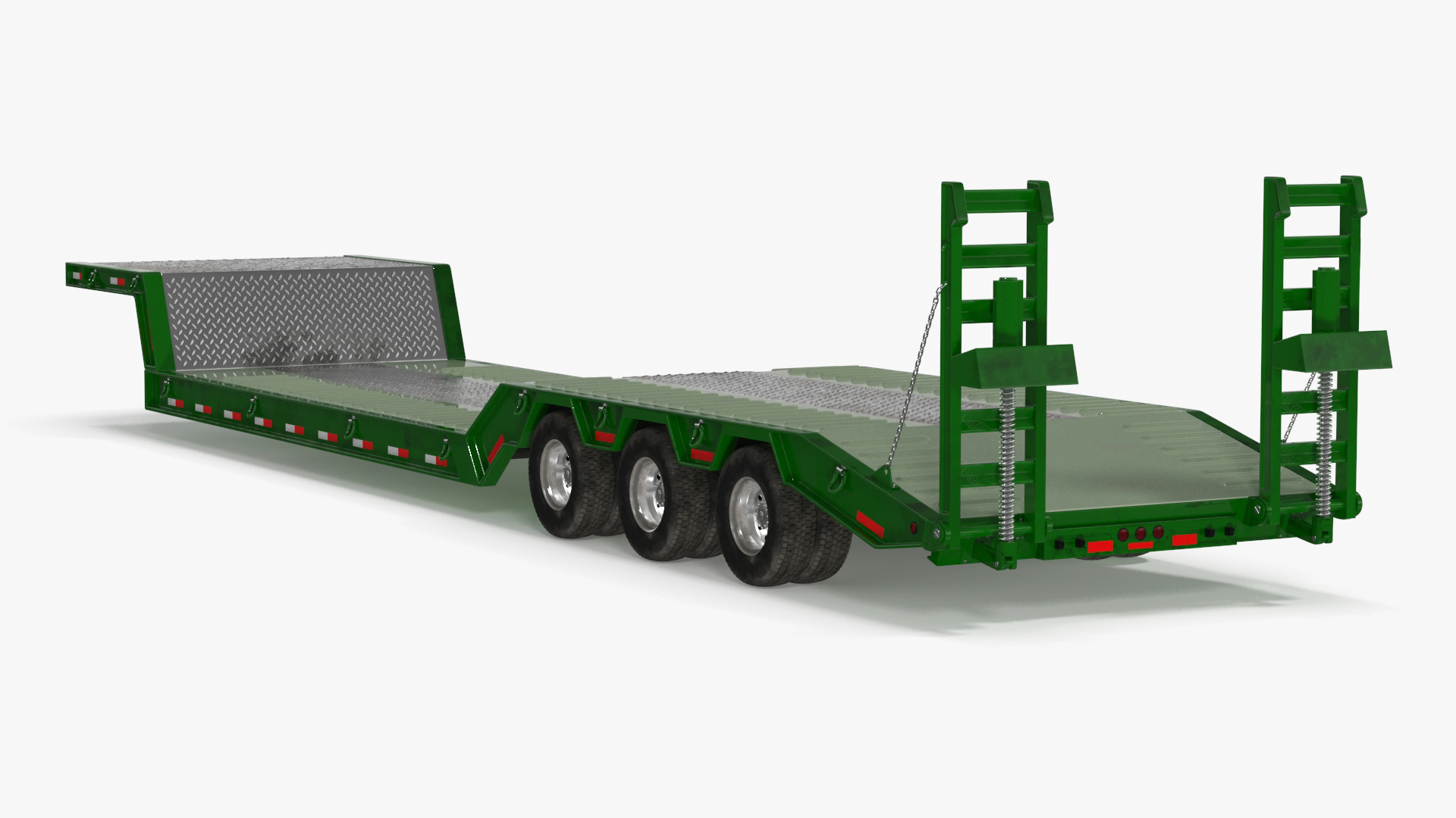 3D Flatbed Semi Trailer with Ramps Rigged model