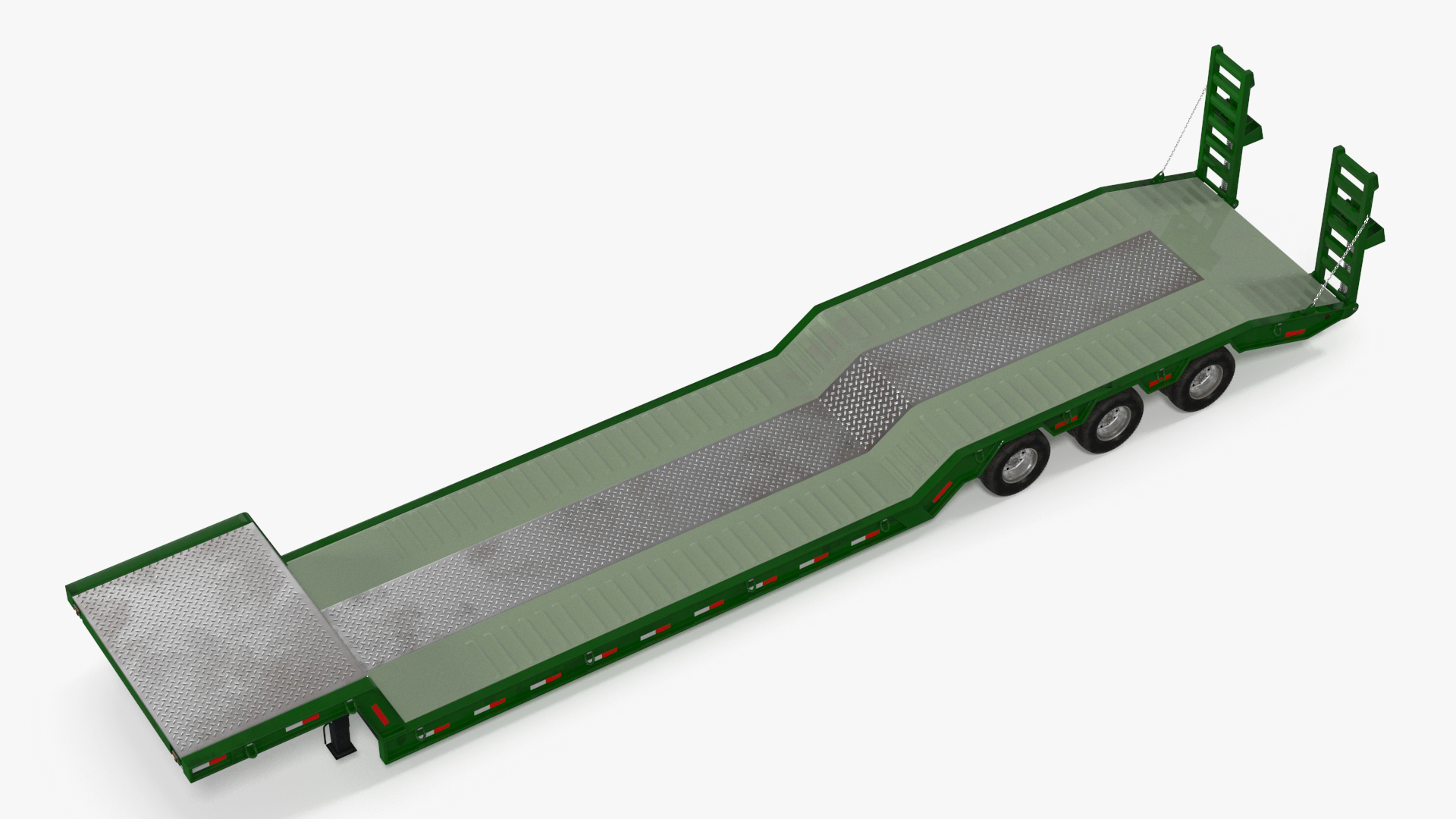 3D Flatbed Semi Trailer with Ramps Rigged model