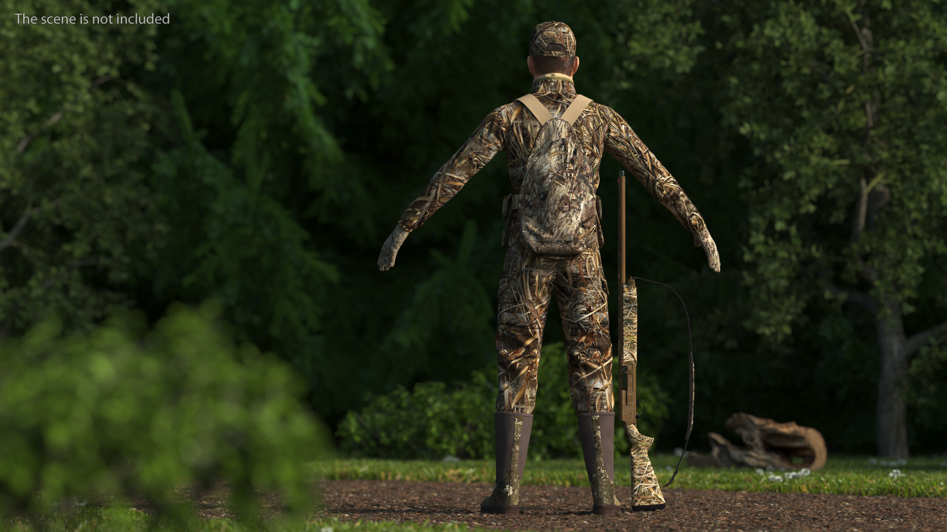 3D Duck Hunter in Grass Camo Fur Rigged