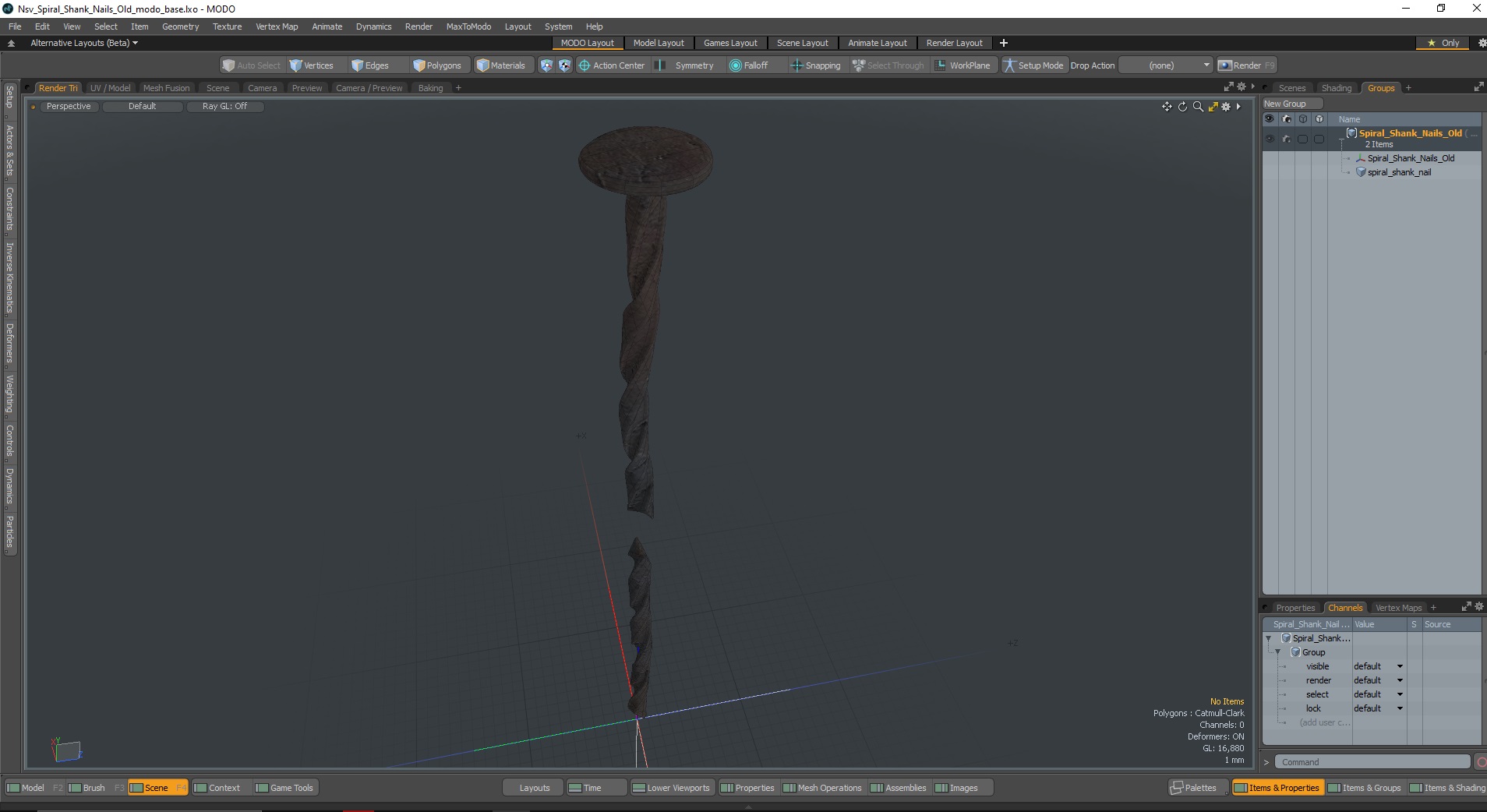 Spiral Shank Nails Old 3D