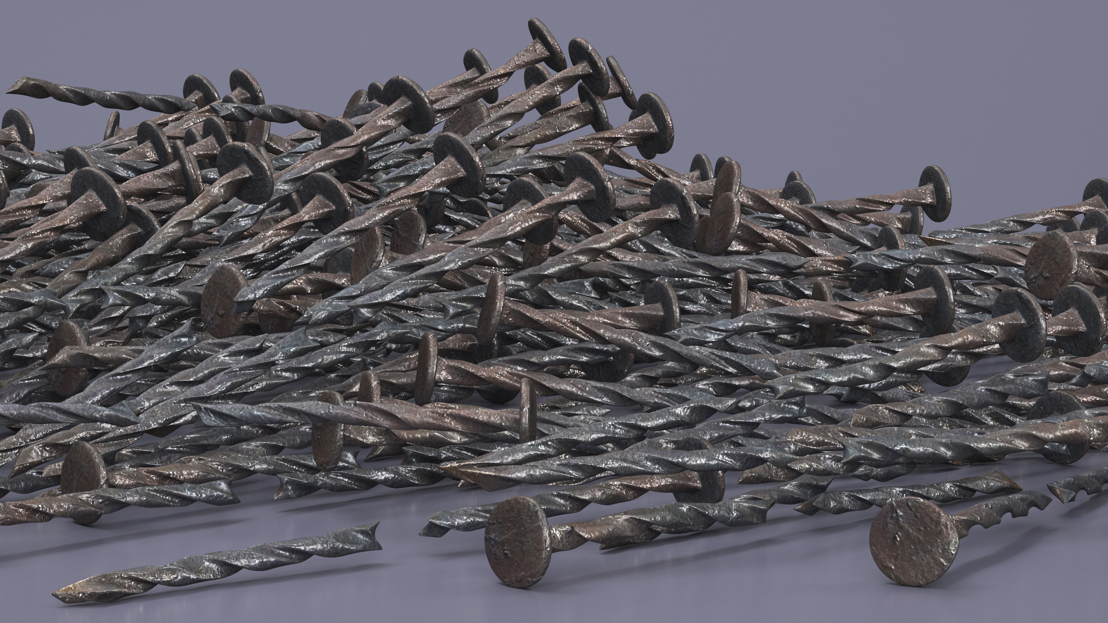 Spiral Shank Nails Old 3D