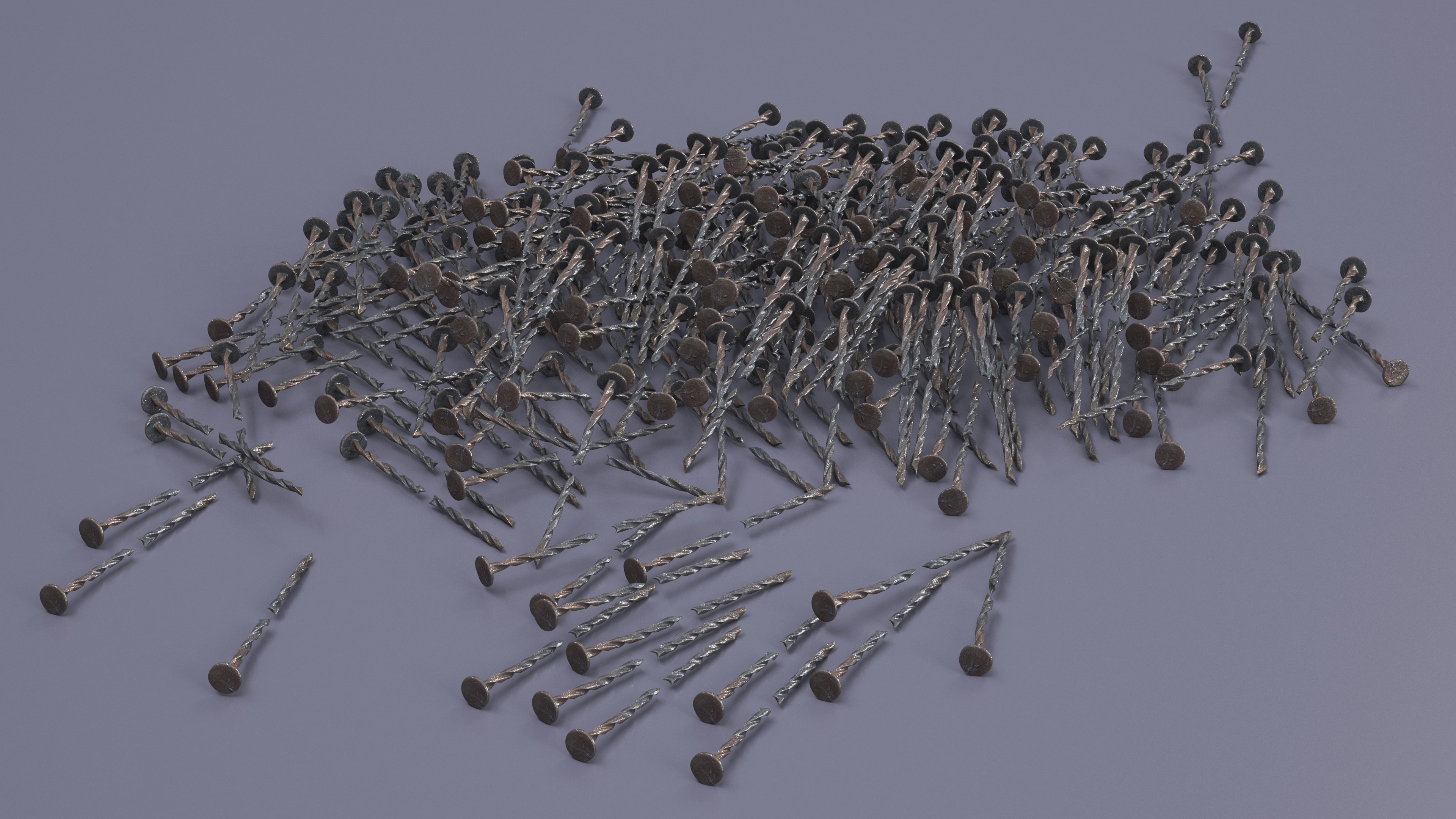 Spiral Shank Nails Old 3D