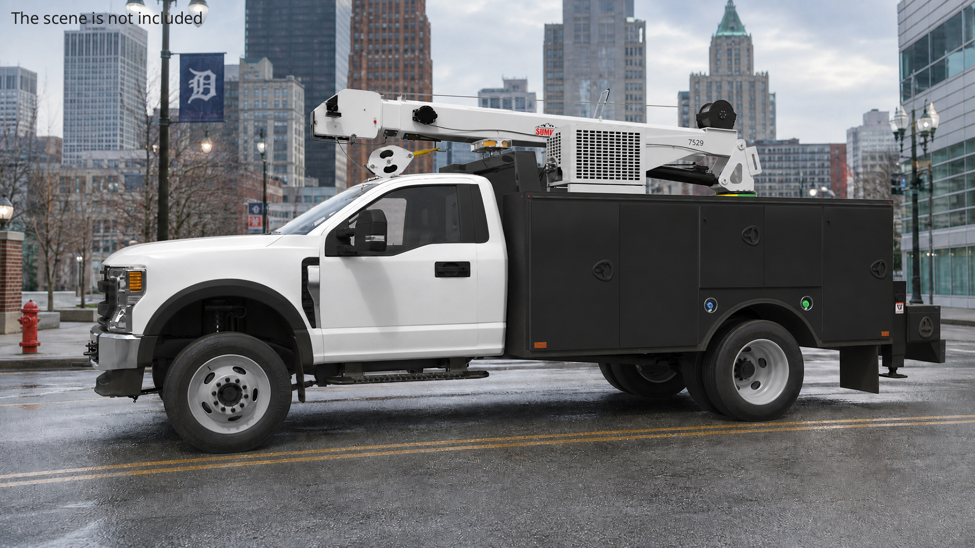 VMAC Utility Service Bed with Summit Crane Arm Rigged - view 3