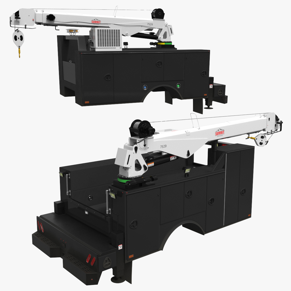 VMAC Utility Service Bed with Summit Crane Arm Rigged 3D model preview