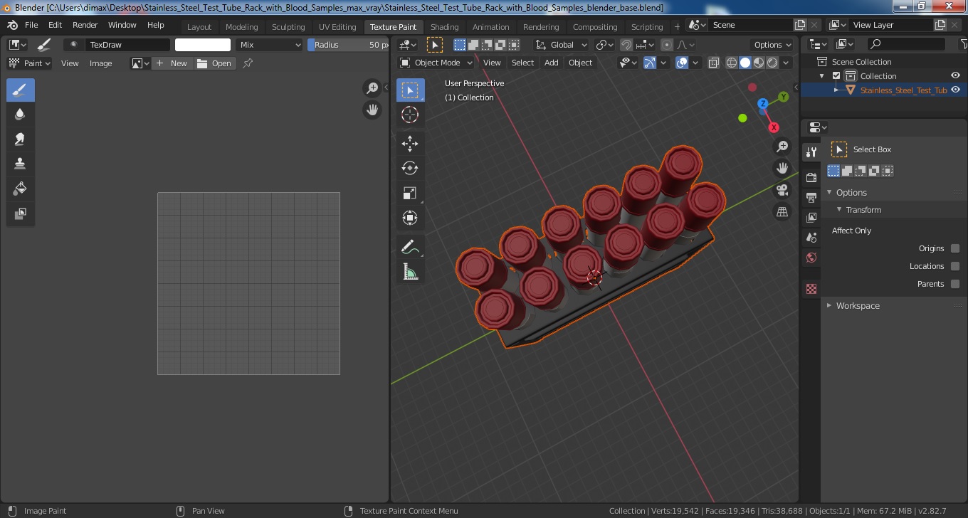 Stainless Steel Test Tube Rack with Blood Samples 3D model