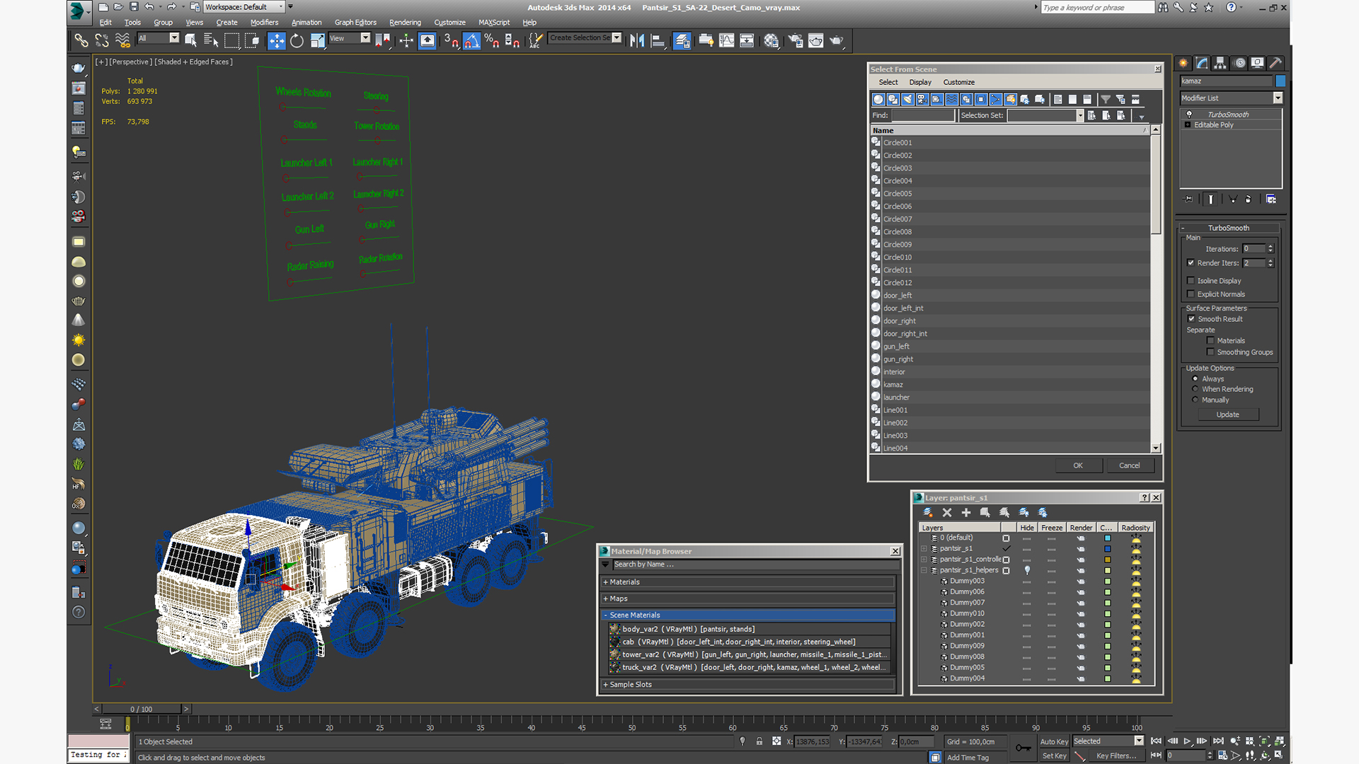 3D model Pantsir S1 SA-22 Desert Camo Rigged