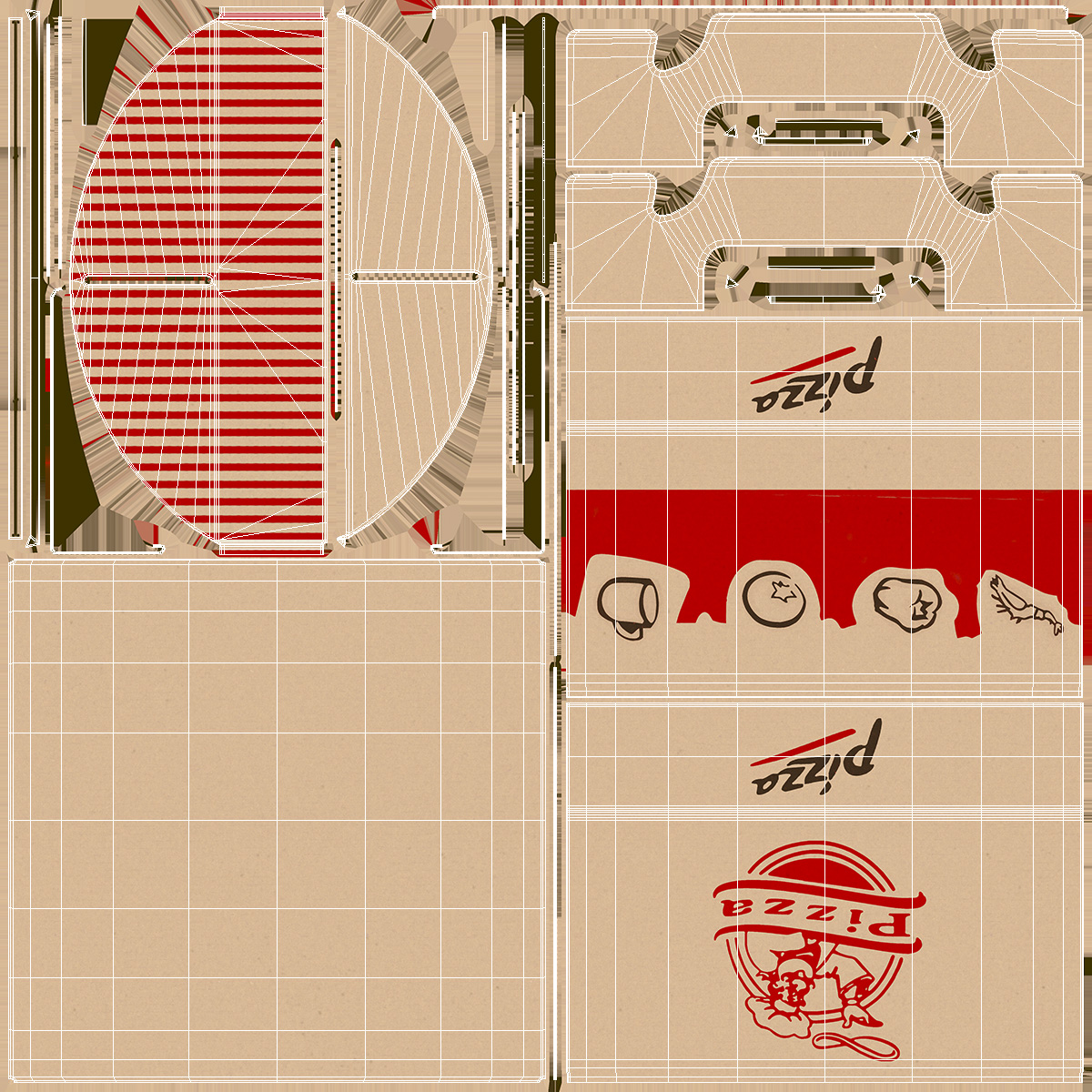 3D Carton Pizza Box with Handle model