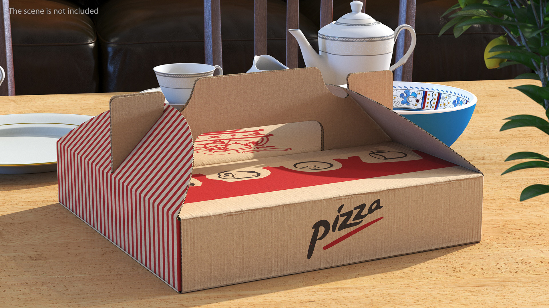 3D Carton Pizza Box with Handle model