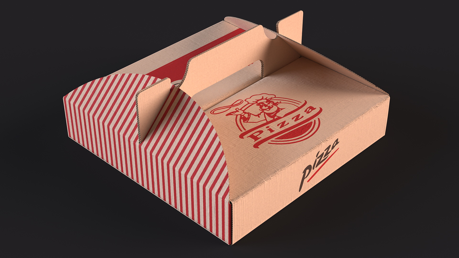 3D Carton Pizza Box with Handle model