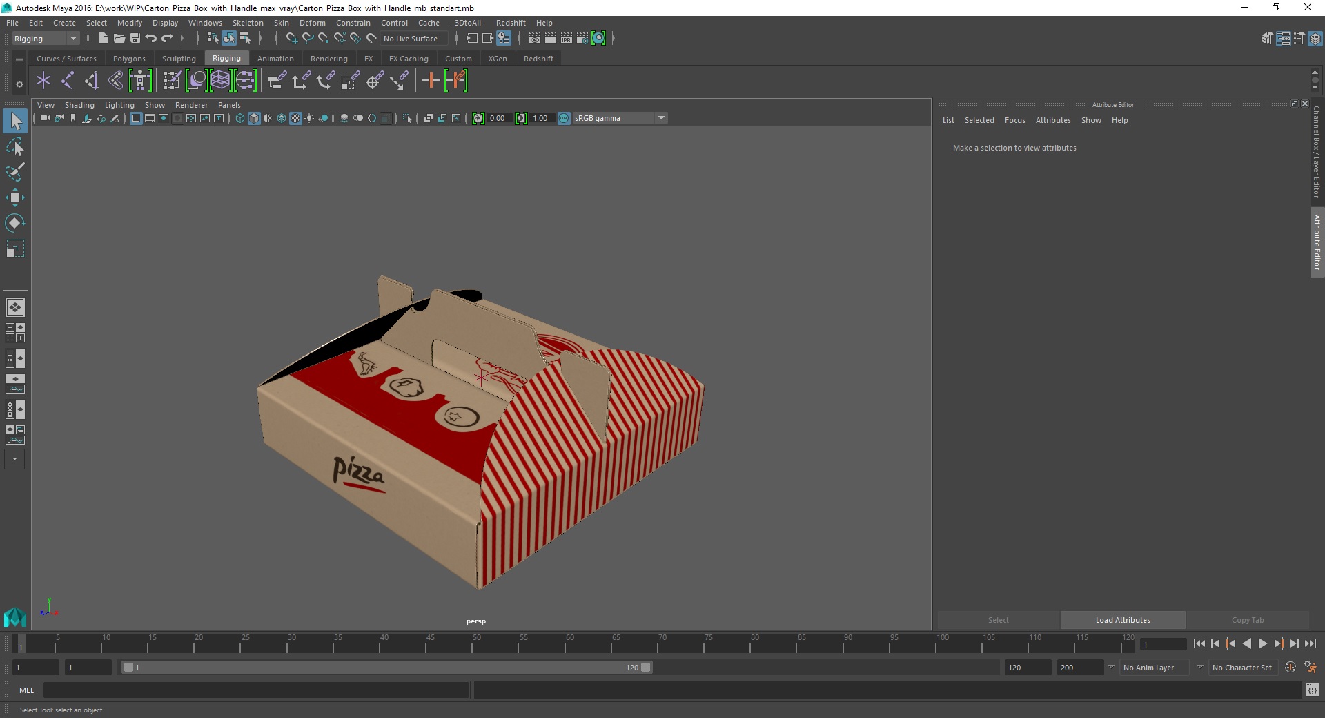 3D Carton Pizza Box with Handle model