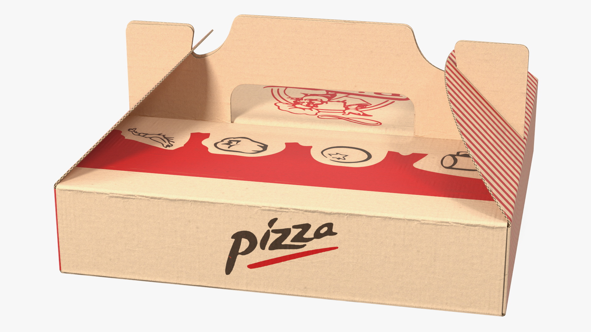 3D Carton Pizza Box with Handle model