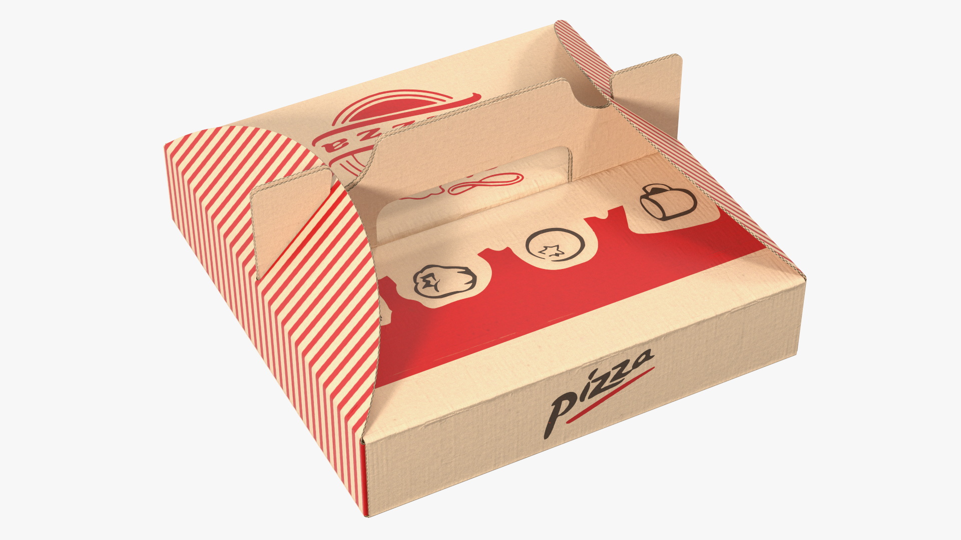 3D Carton Pizza Box with Handle model