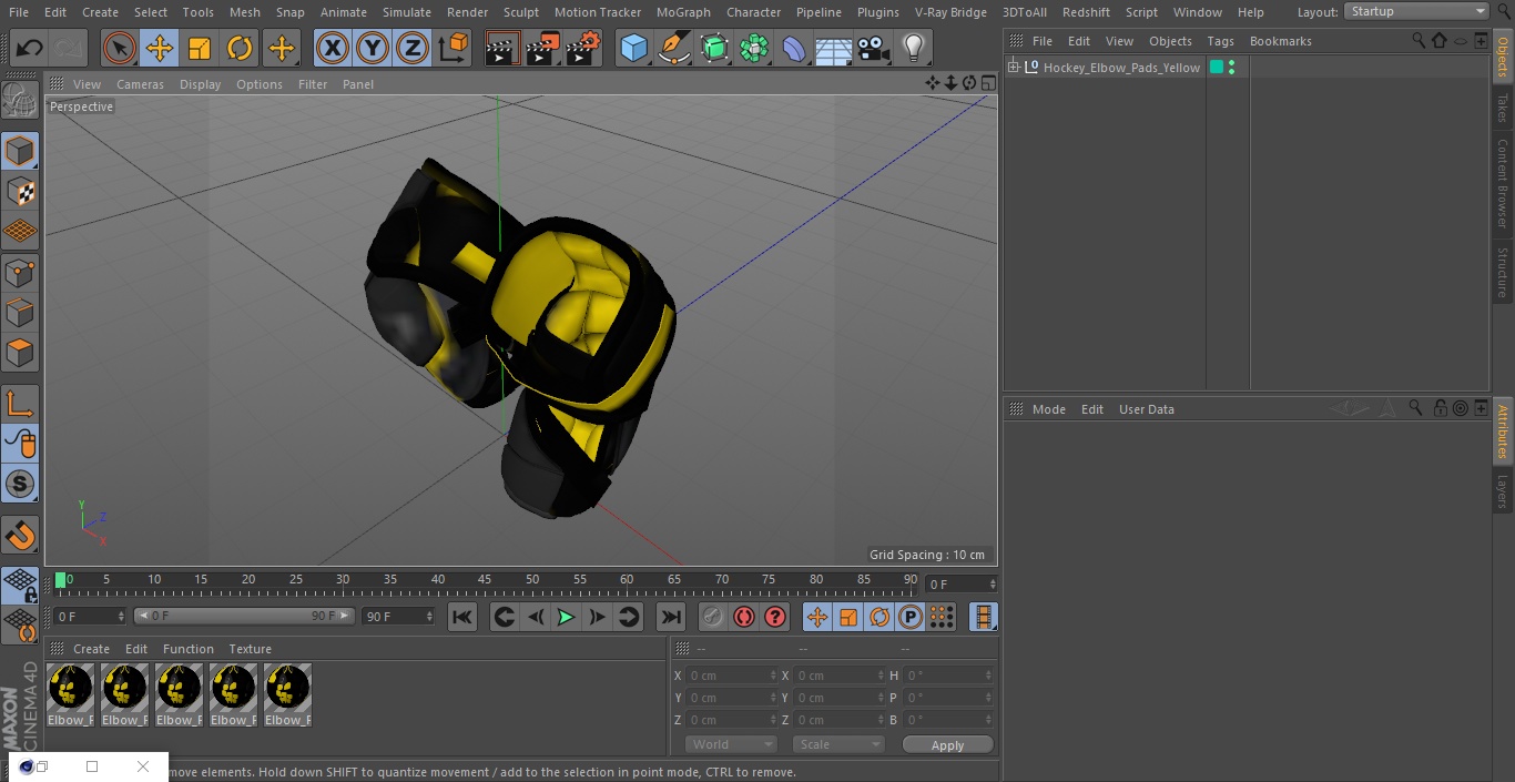 Hockey Elbow Pads Yellow 3D model