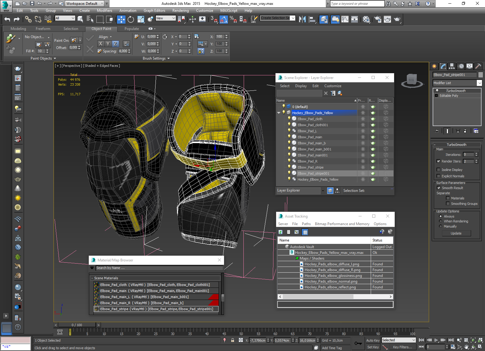 Hockey Elbow Pads Yellow 3D model