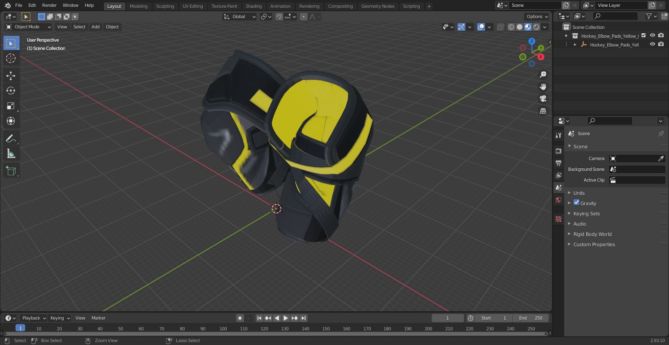 Hockey Elbow Pads Yellow 3D model