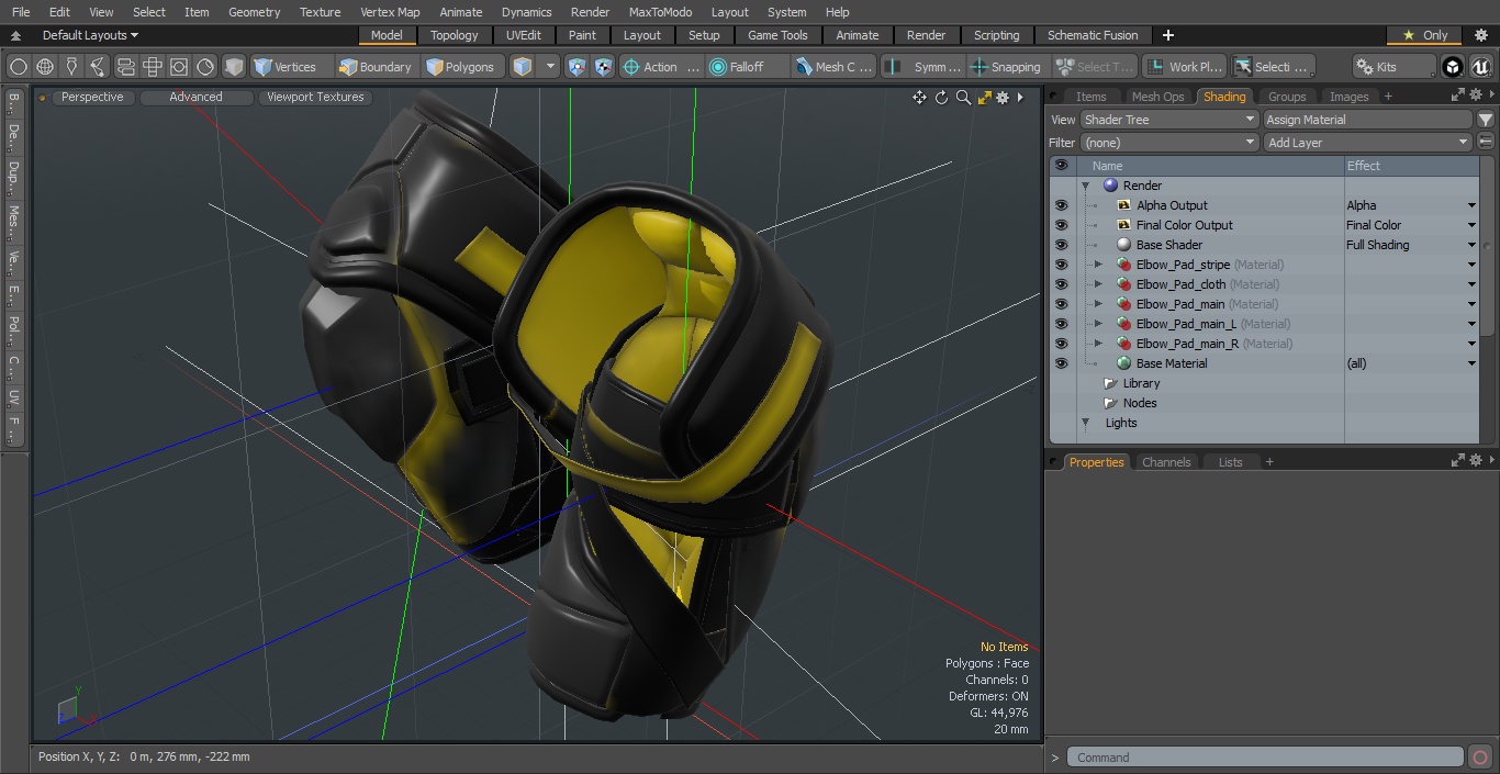 Hockey Elbow Pads Yellow 3D model