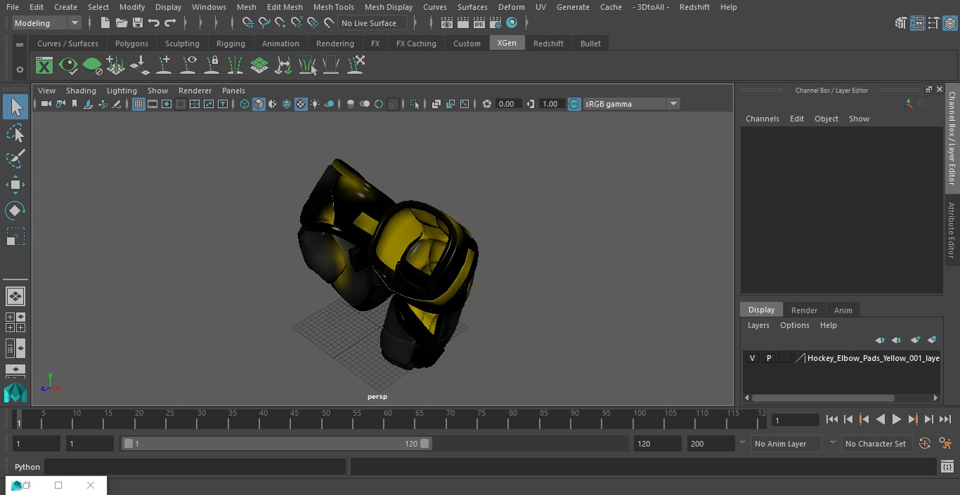 Hockey Elbow Pads Yellow 3D model
