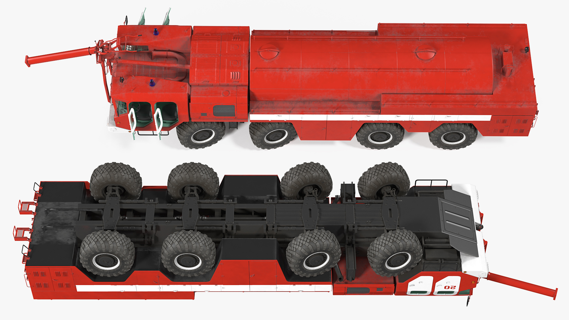 3D Airport Fire Fighting Vehicle MAZ AA 60 Rigged