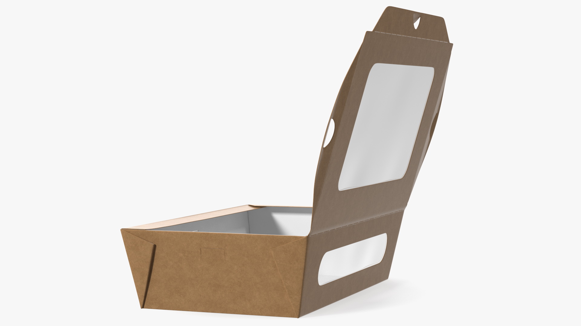 Opened Kraft Food Box with Window Set 3D