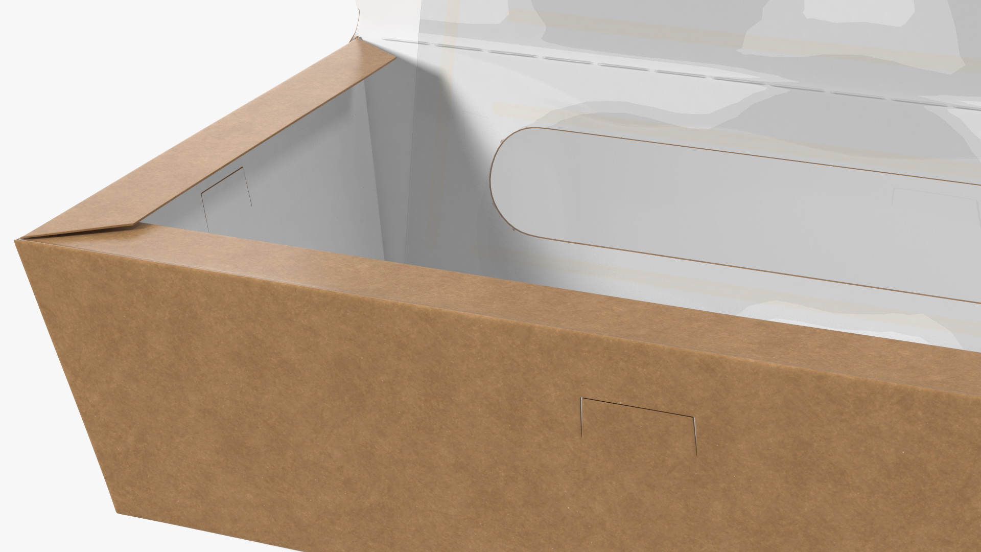 Opened Kraft Food Box with Window Set 3D