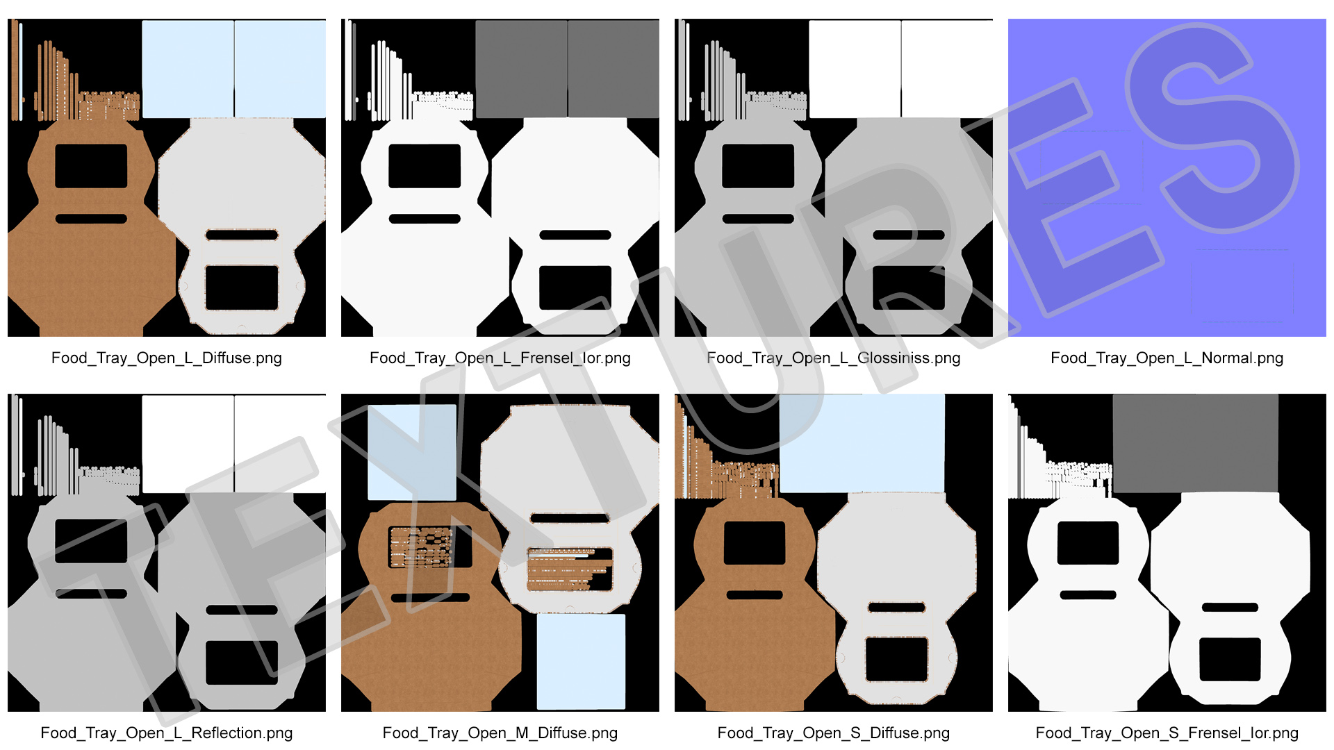 Opened Kraft Food Box with Window Set 3D