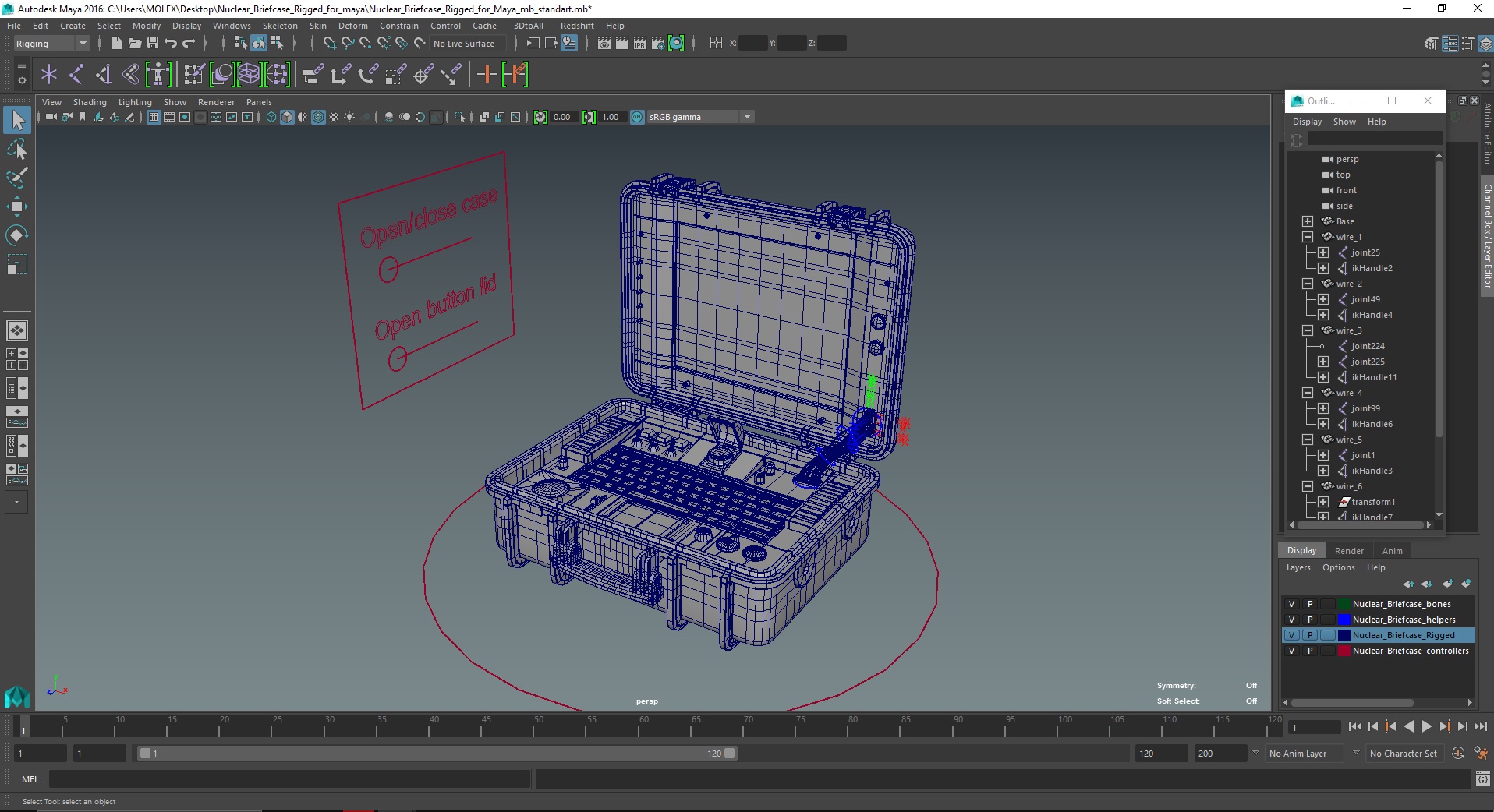 3D Nuclear Briefcase Rigged for Maya model
