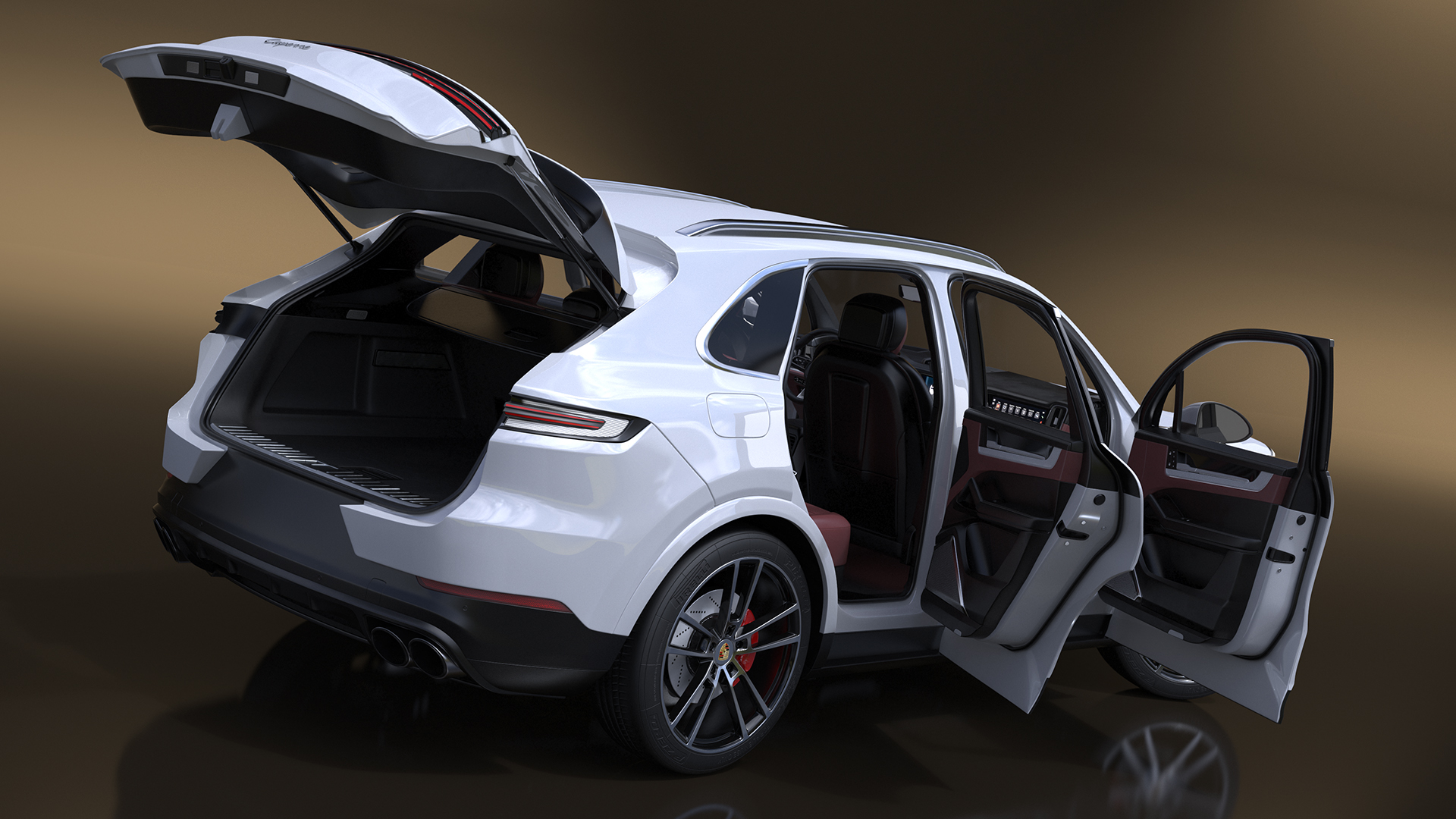 Porsche Cayenne Turbo E-Hybrid SUV 2024 White Rigged 3D