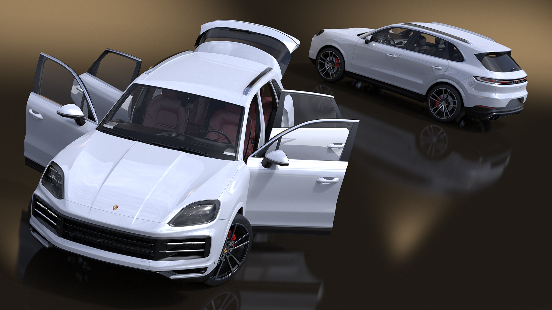 Porsche Cayenne Turbo E-Hybrid SUV 2024 White Rigged 3D