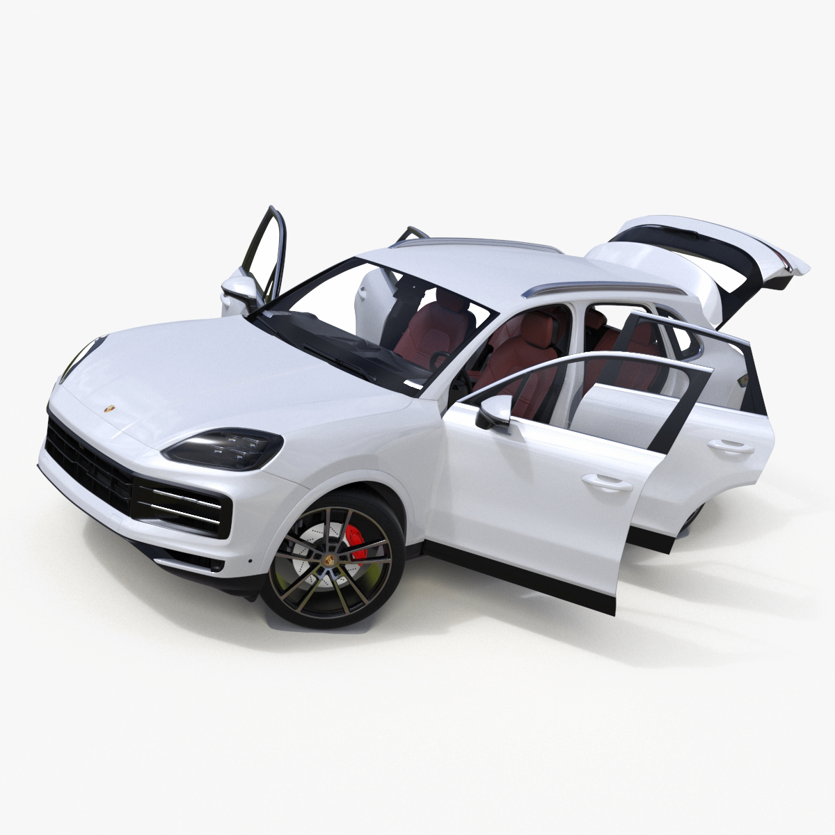 Porsche Cayenne Turbo E-Hybrid SUV 2024 White Rigged 3D